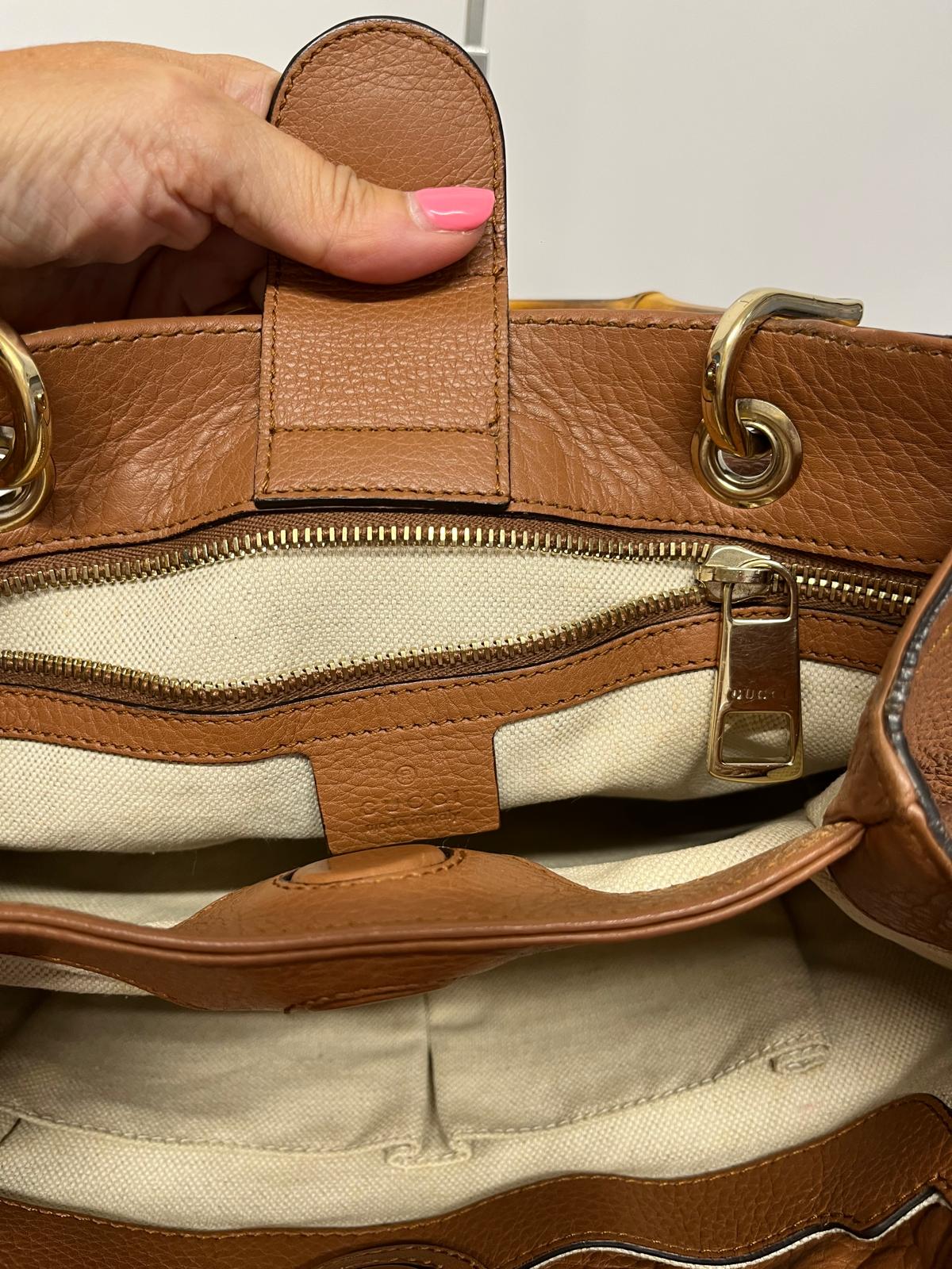 Gucci Bamboo Shopper Small Piel de Becerro Marrón
