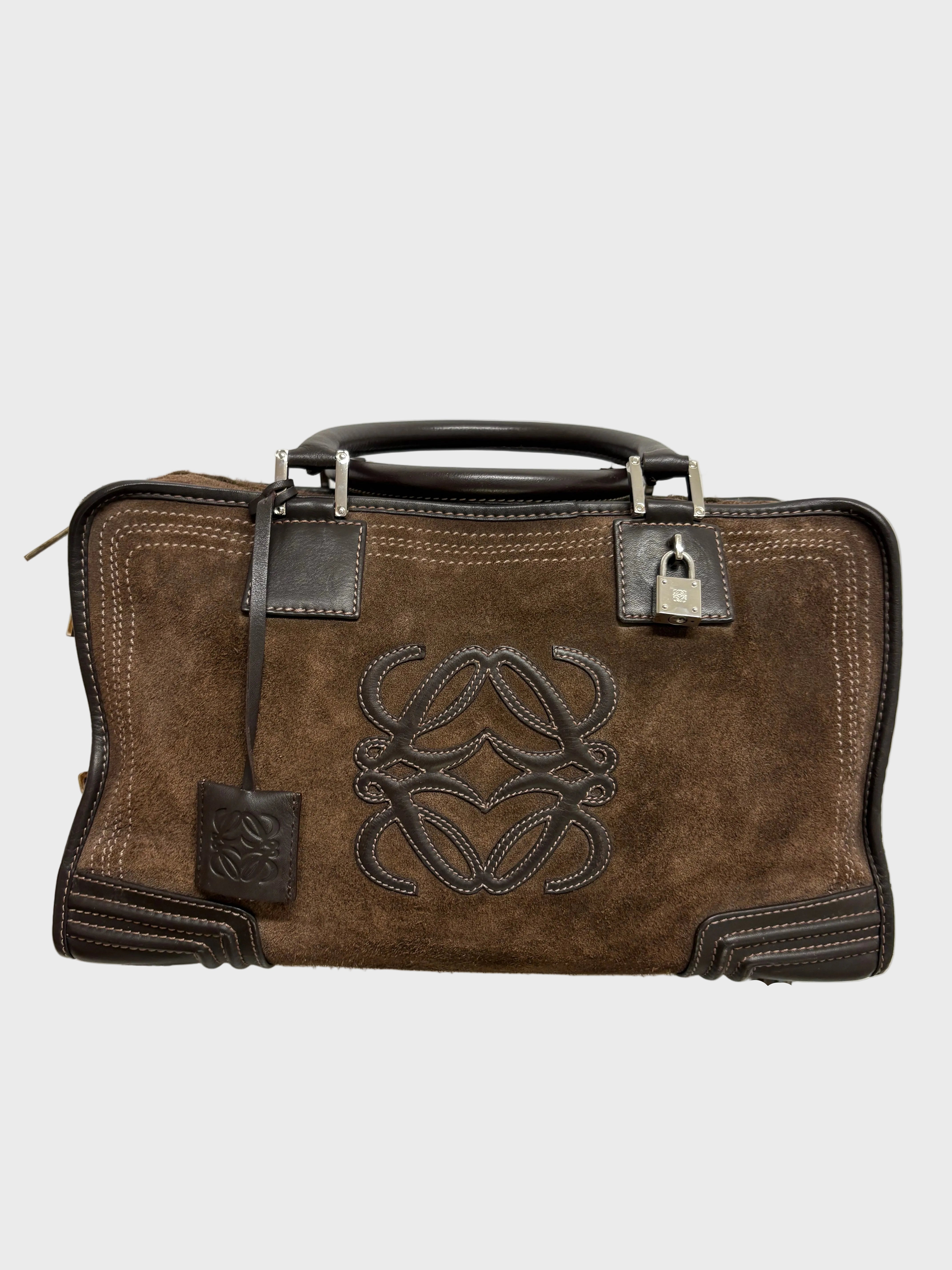 Loewe Amazona 35 marrón chocolate ante y piel