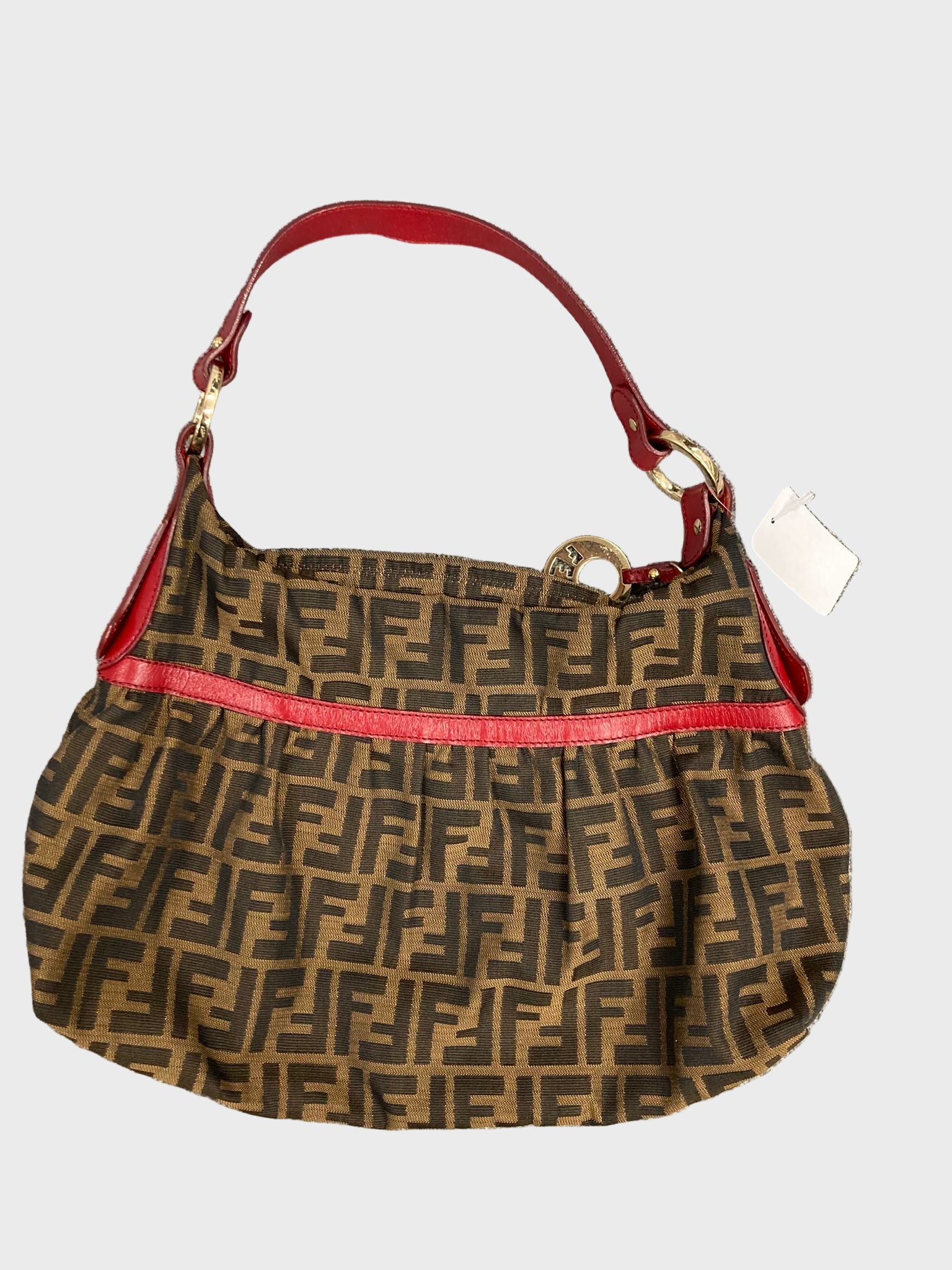 Fendi Zucchino Hobo Bag con Asa en Piel Roja