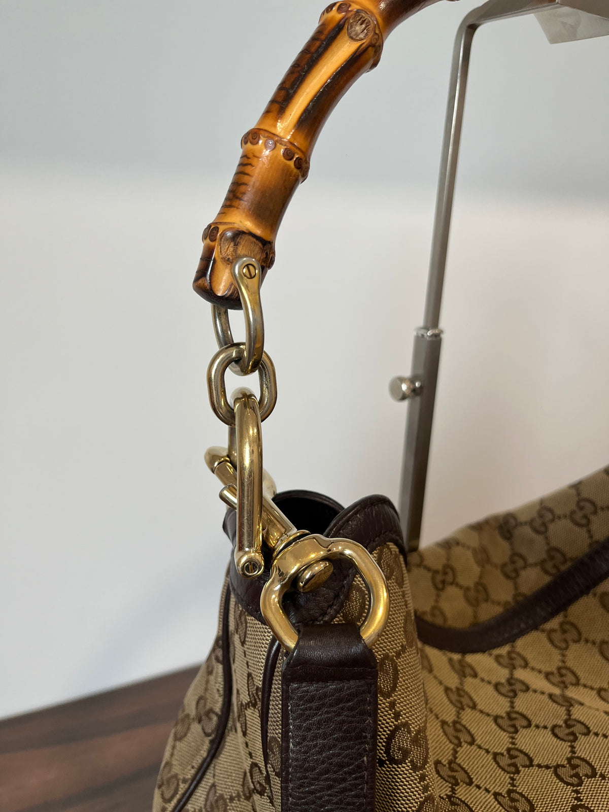 Gucci hobo Bamboo Lona GG Beige con Bandolera