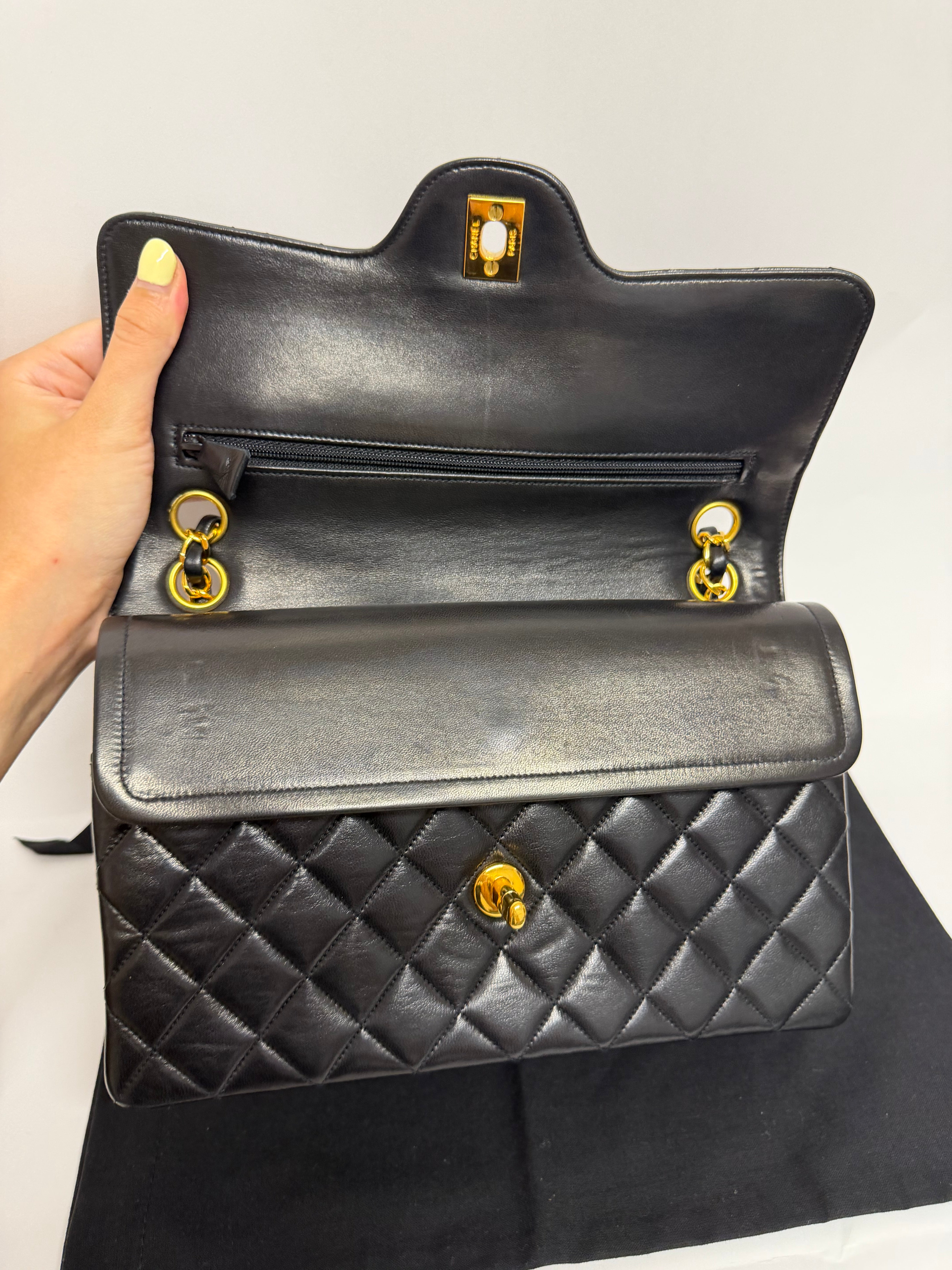 Chanel Timeless 25 Lambskin Negro Double Flap · Serie 2