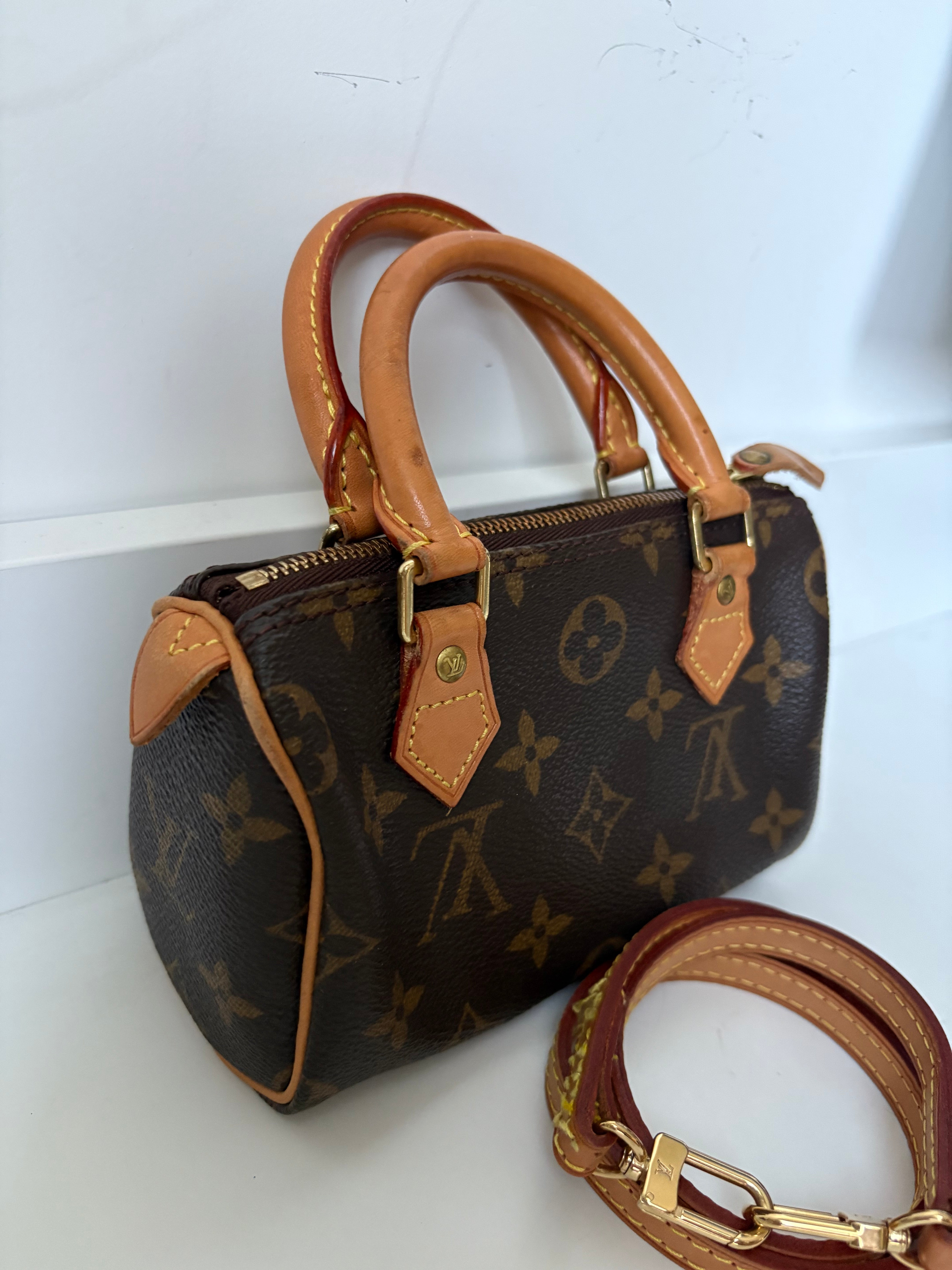 Louis Vuitton Nano Speedy Canvas monogram con correa