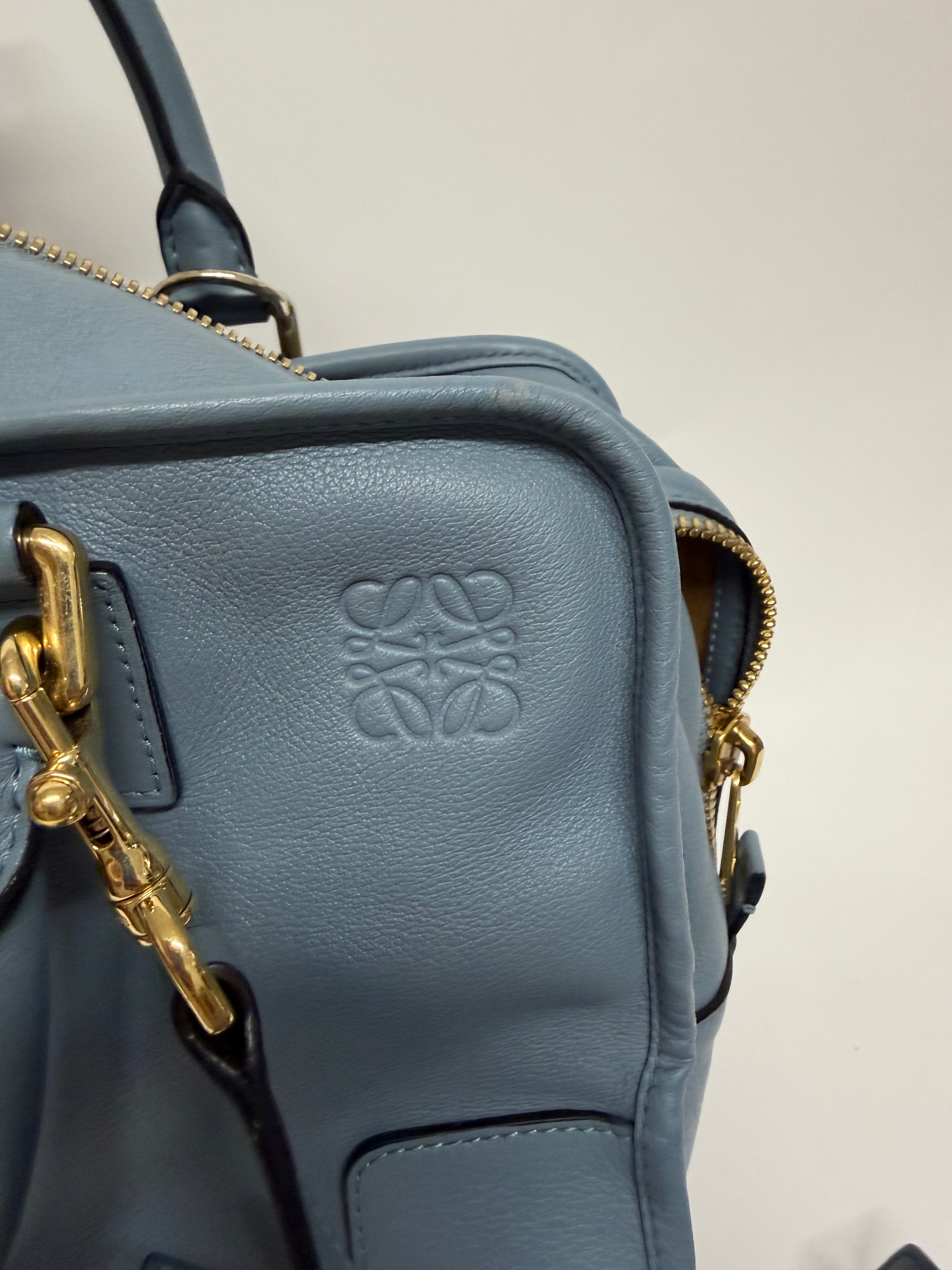Loewe Amazona 36 Piel Azul Grisáceo y bandolera original