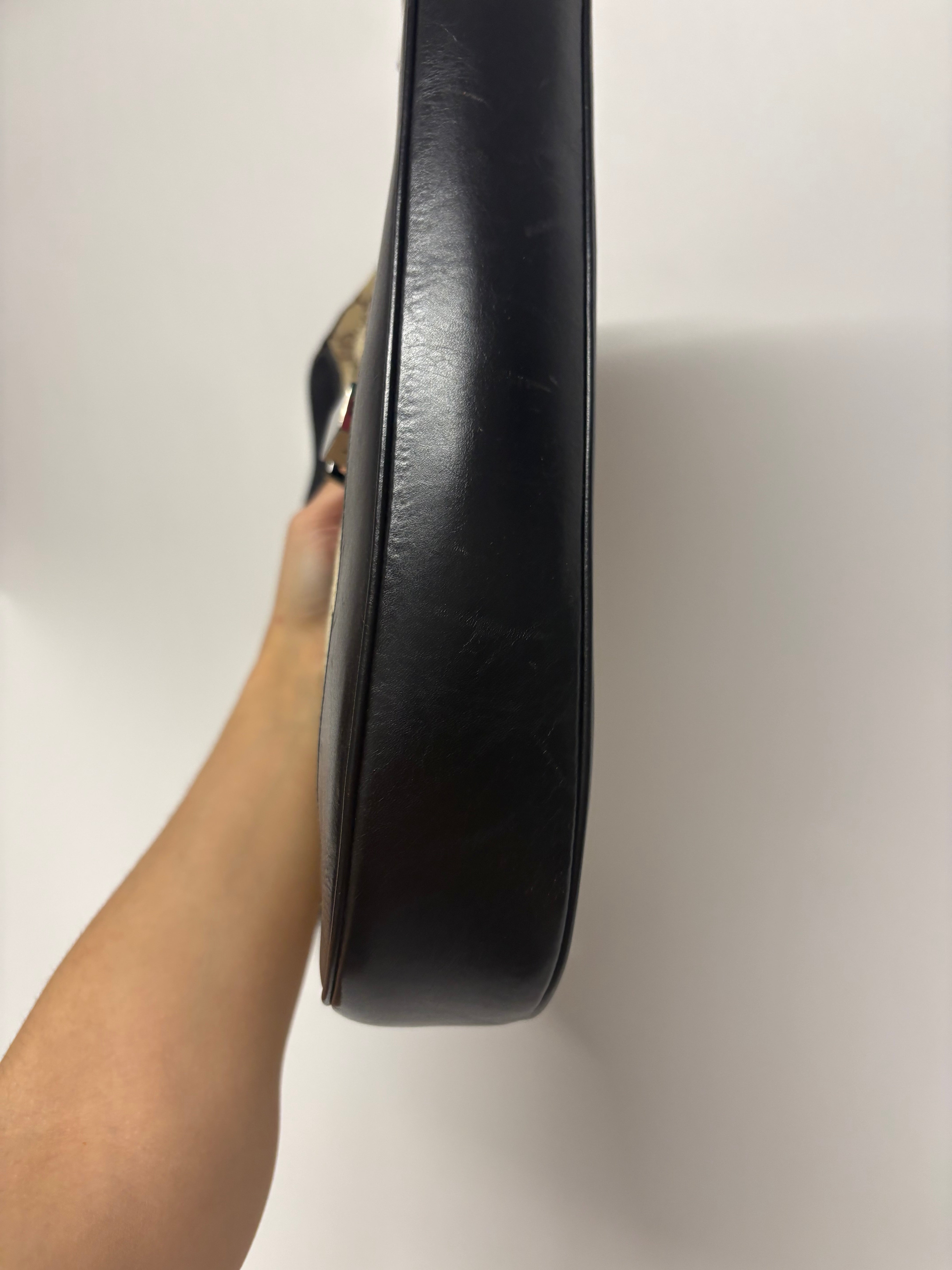 Gucci Jackie Grande Clásico Vintage | GG Canvas & Piel Marrón Oscuro