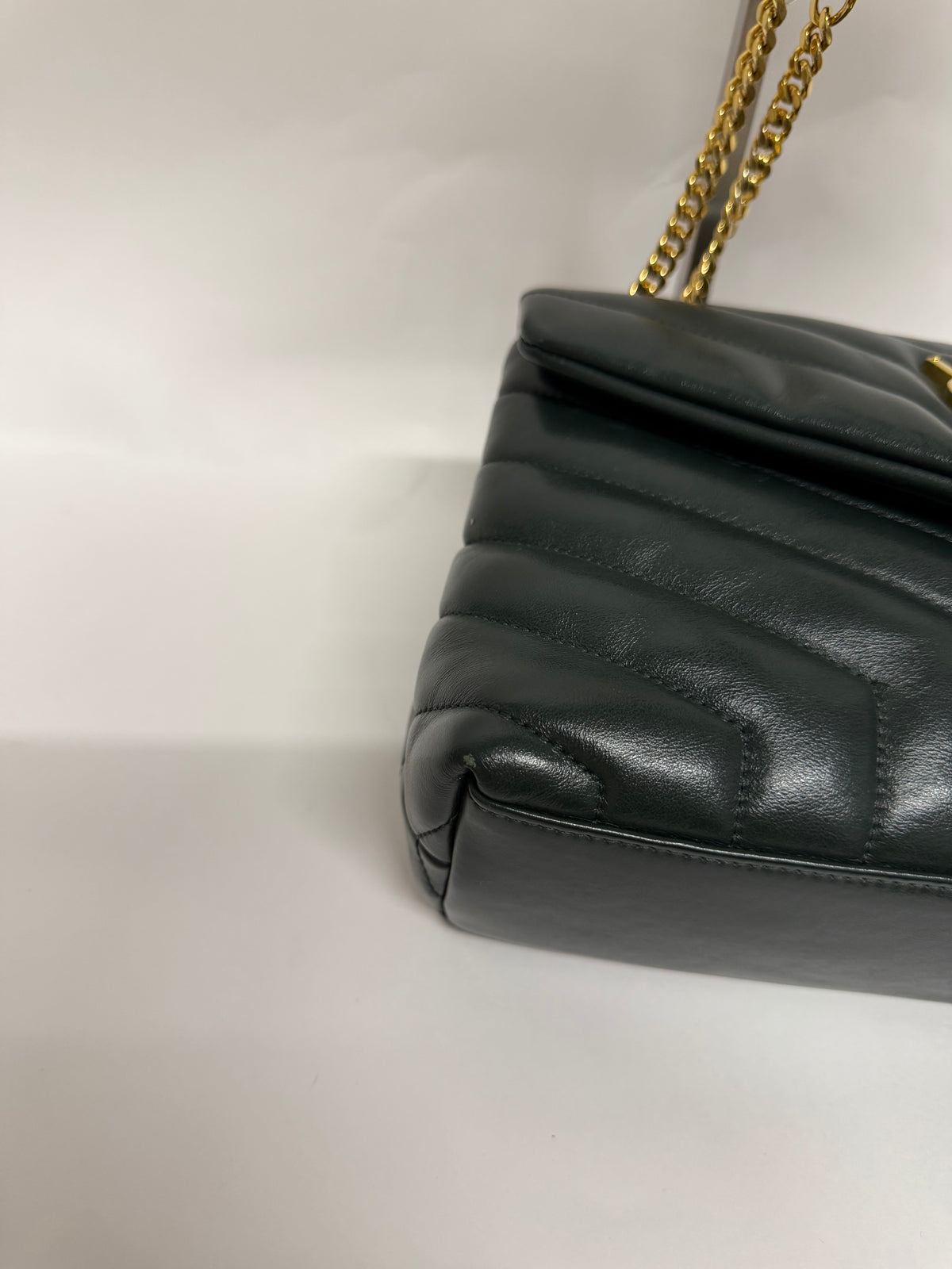 Saint Laurent LouLou Small Piel de Becerro Matelassé Verde Oscuro Full Set