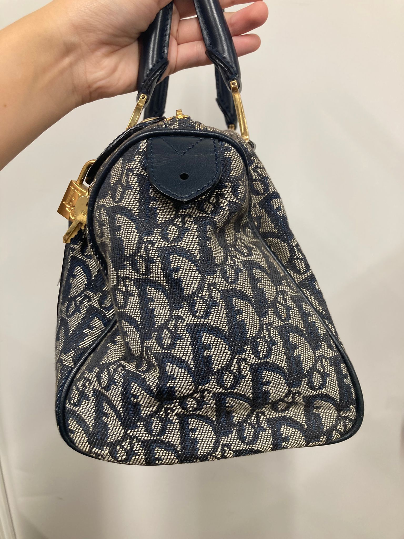 Bolso Dior trotter bowling Boston 25monograma Oblique azul marino
