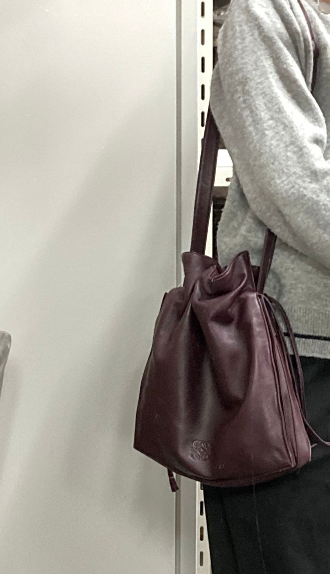 Loewe Flamenco Mediano burdeos Bandolera Piel Napa de Cordero