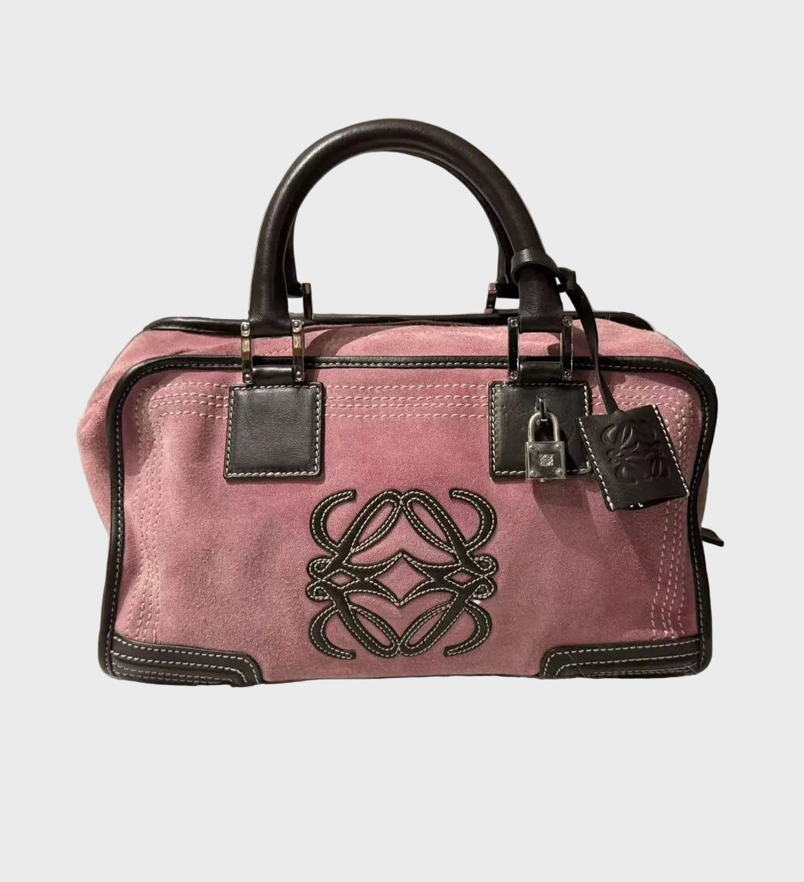 Loewe Amazona 28 Edición Especial Ante Rosa y Piel Marrón