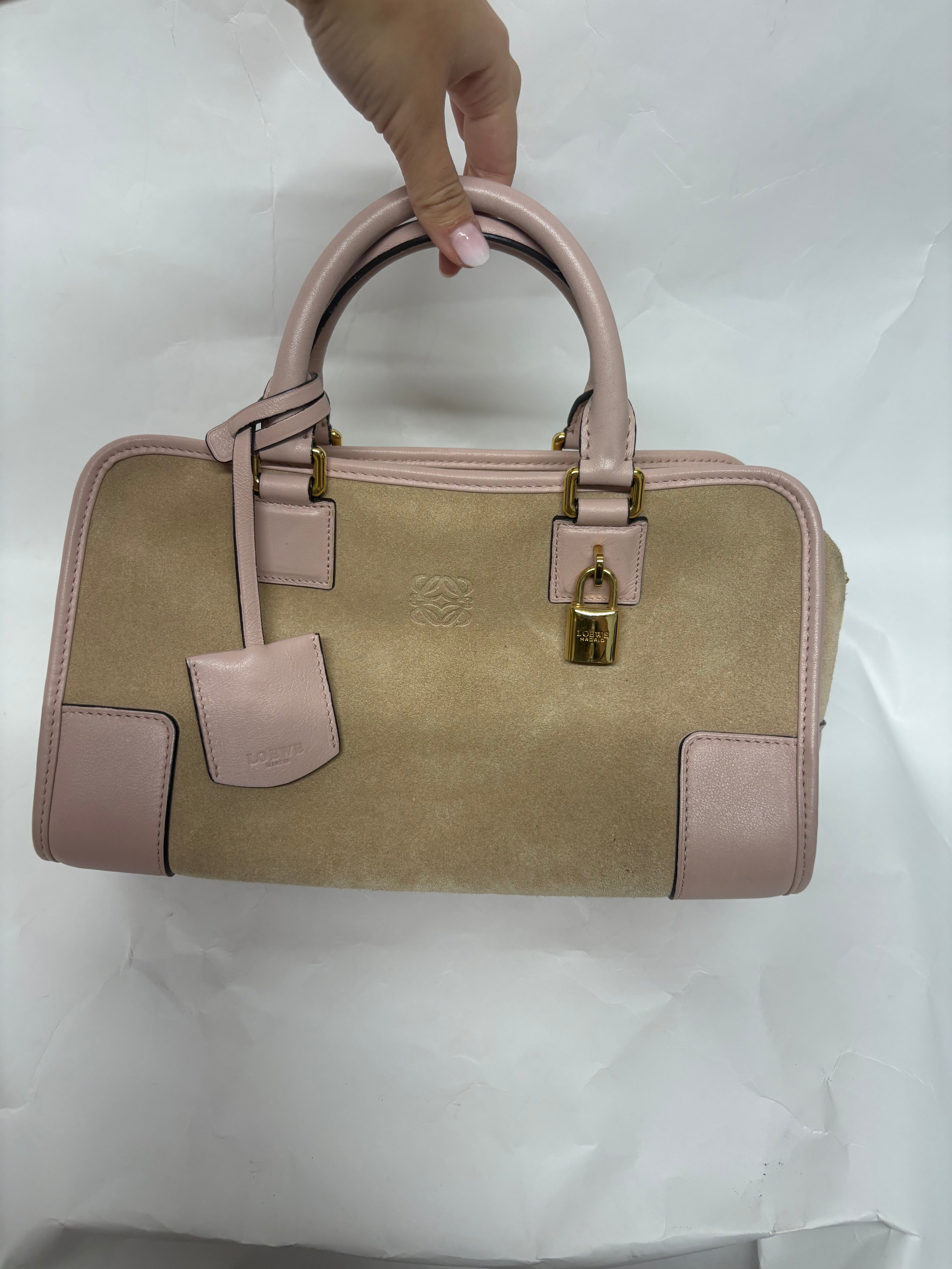 Loewe amazona 30 ante beige y rosa claro