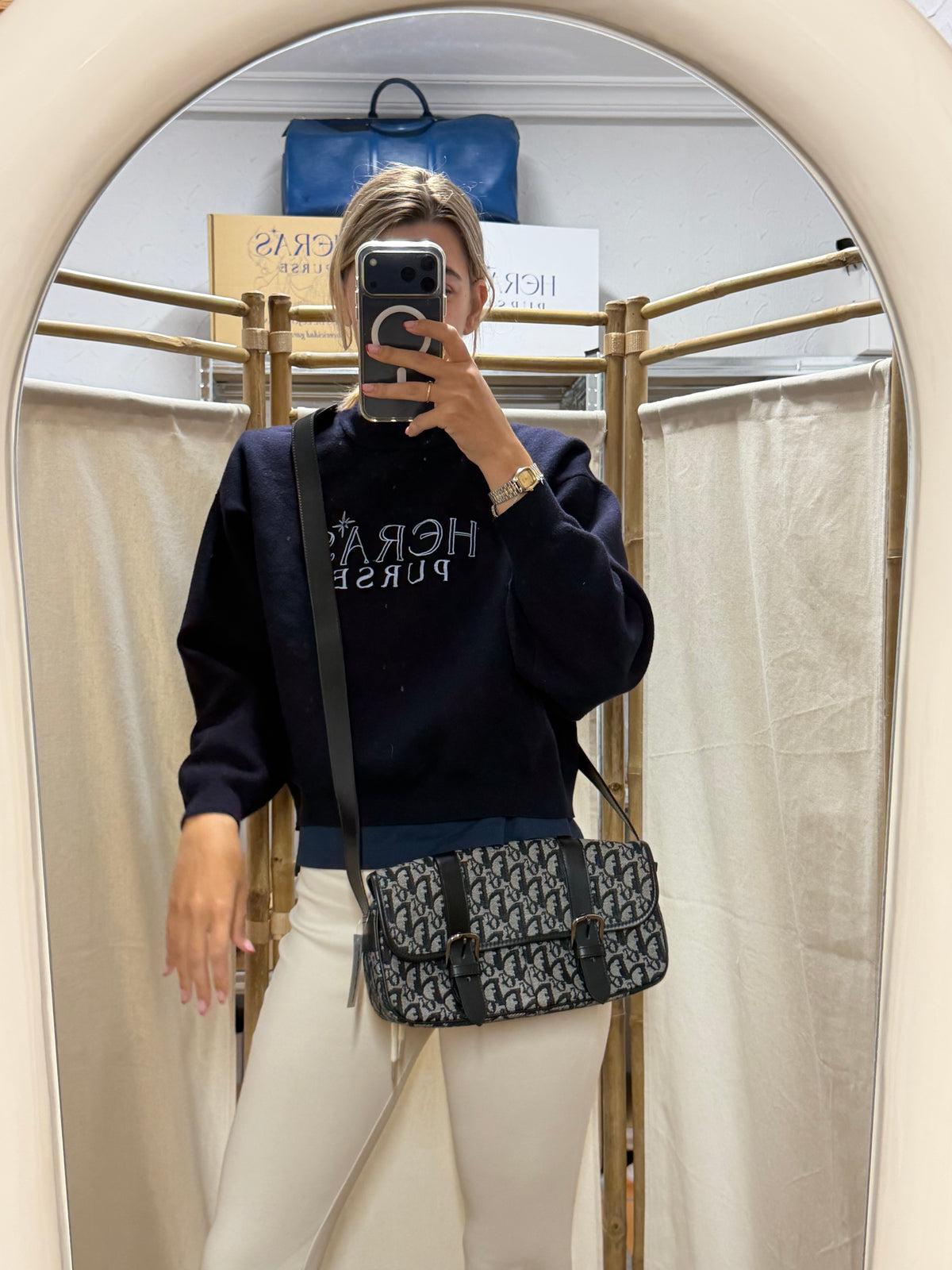 Christian Dior Diorissimo Trotter Bandolera Lona Oblique Negra