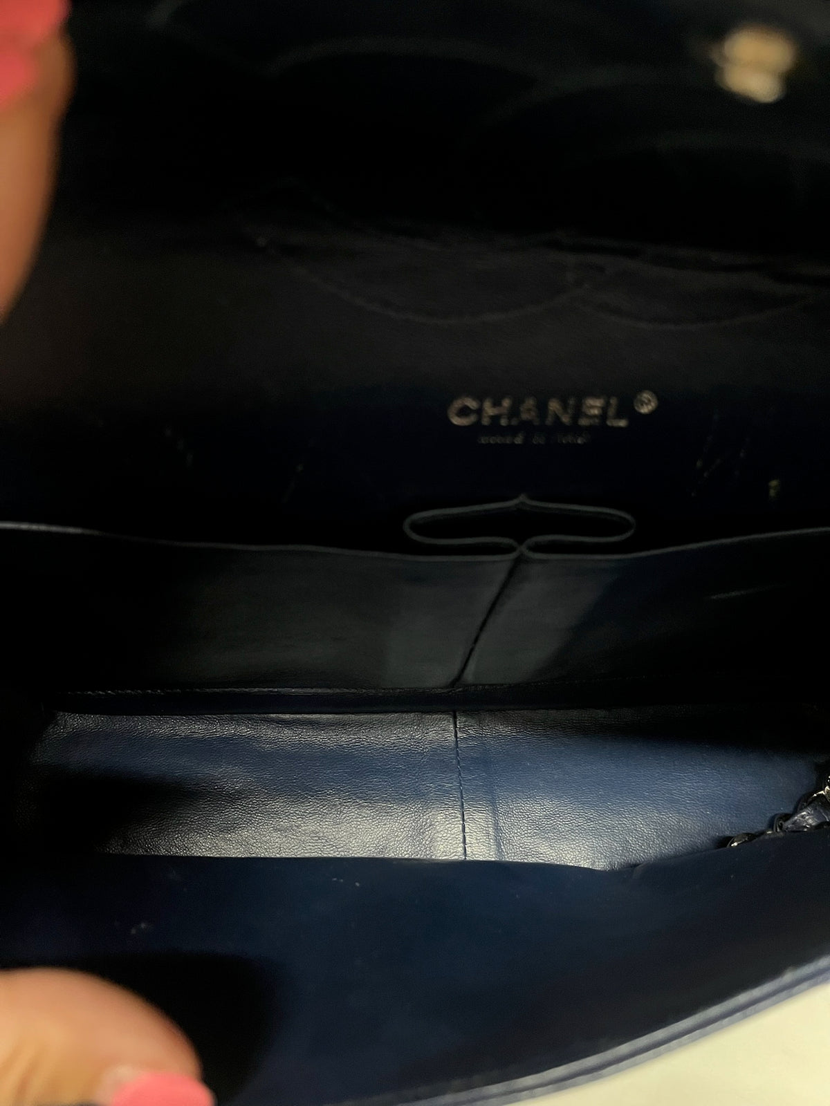Chanel Classic Double Flap Jumbo Caviar Azul - serie 15