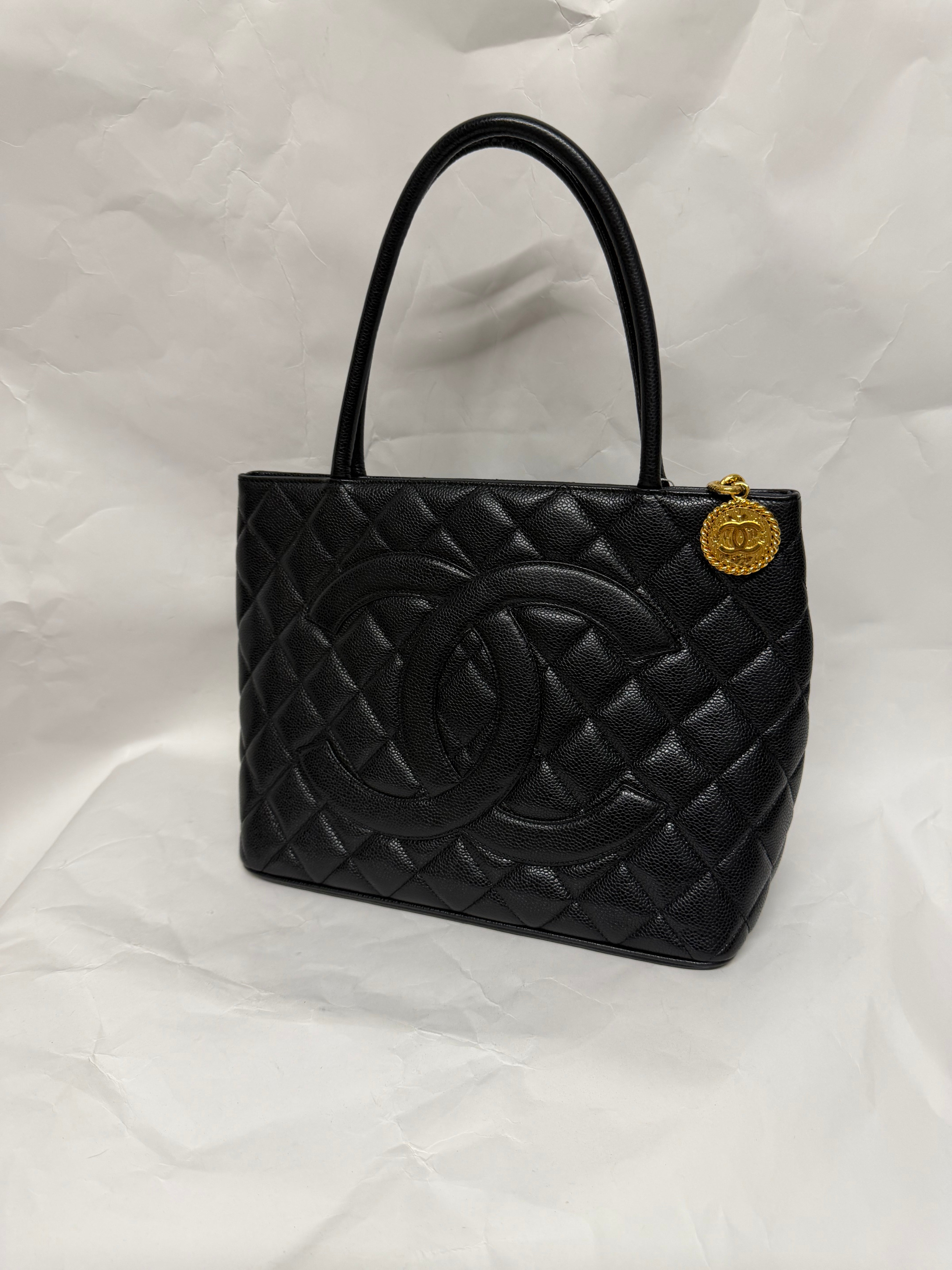 Chanel Medallion Tote | Caviar Black Gold