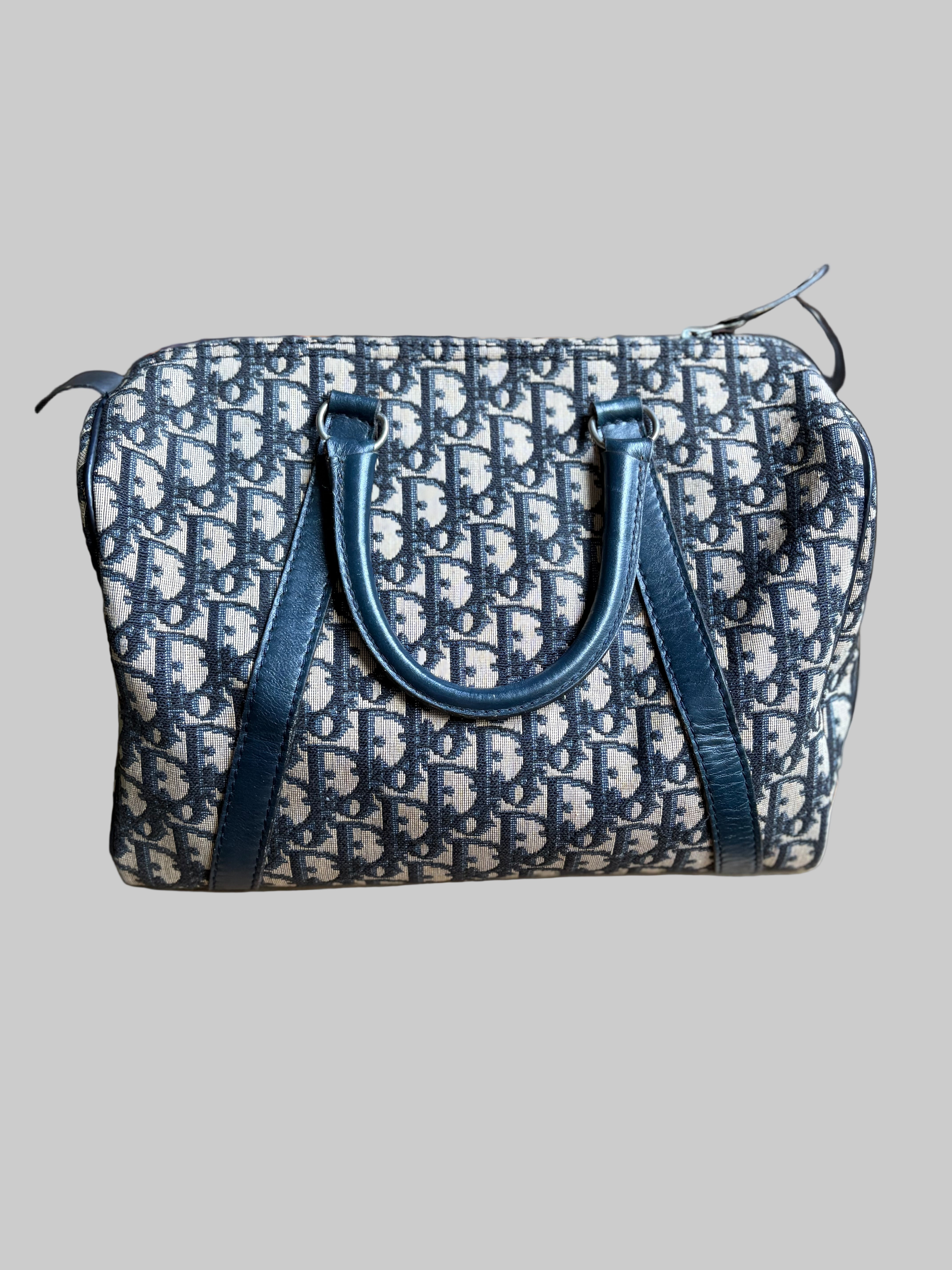 Bolso Dior Trotter Boston monograma Oblique azul marino – Talla 30