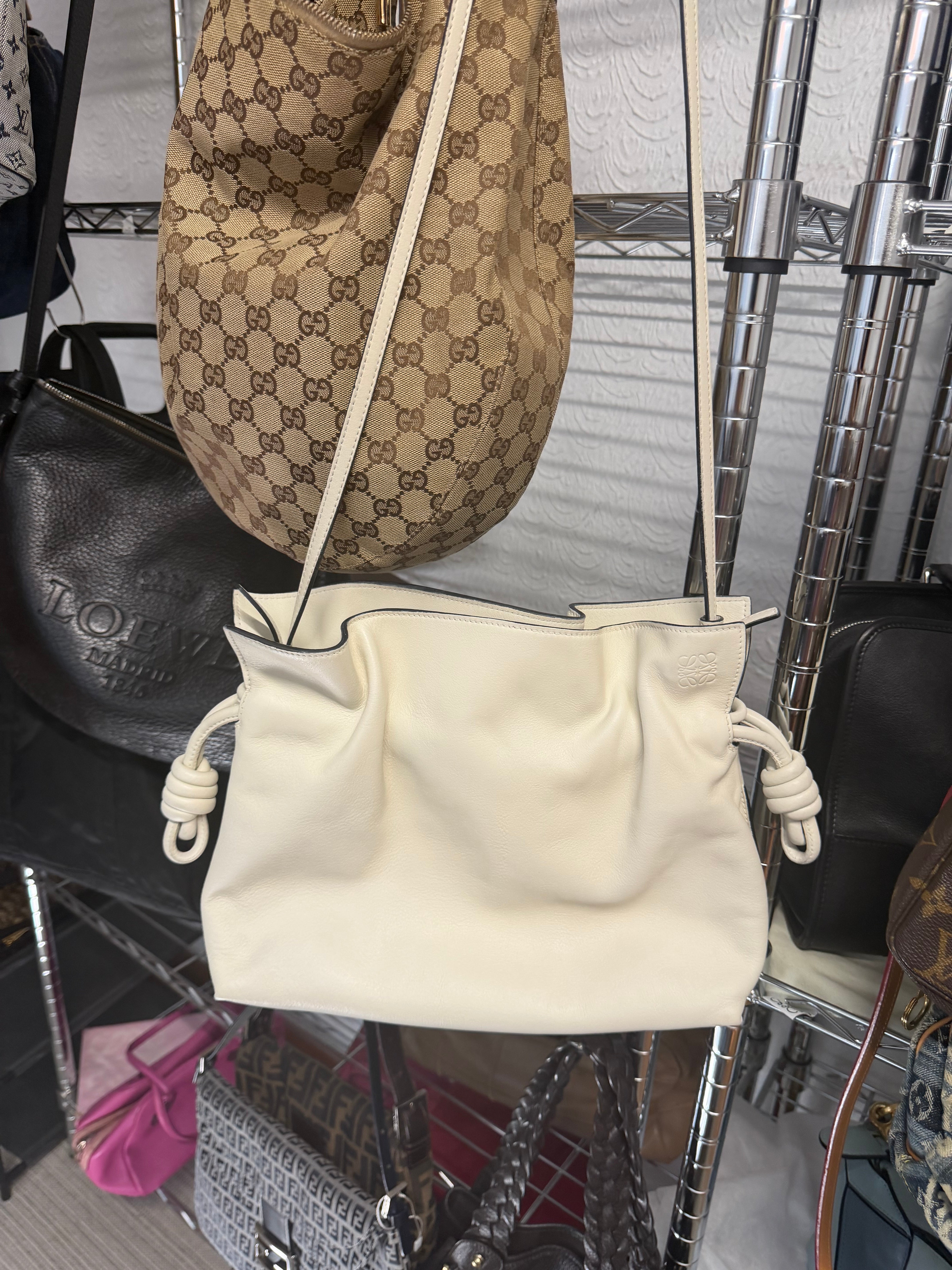 Loewe Flamenco Mediano Piel Blanco Roto