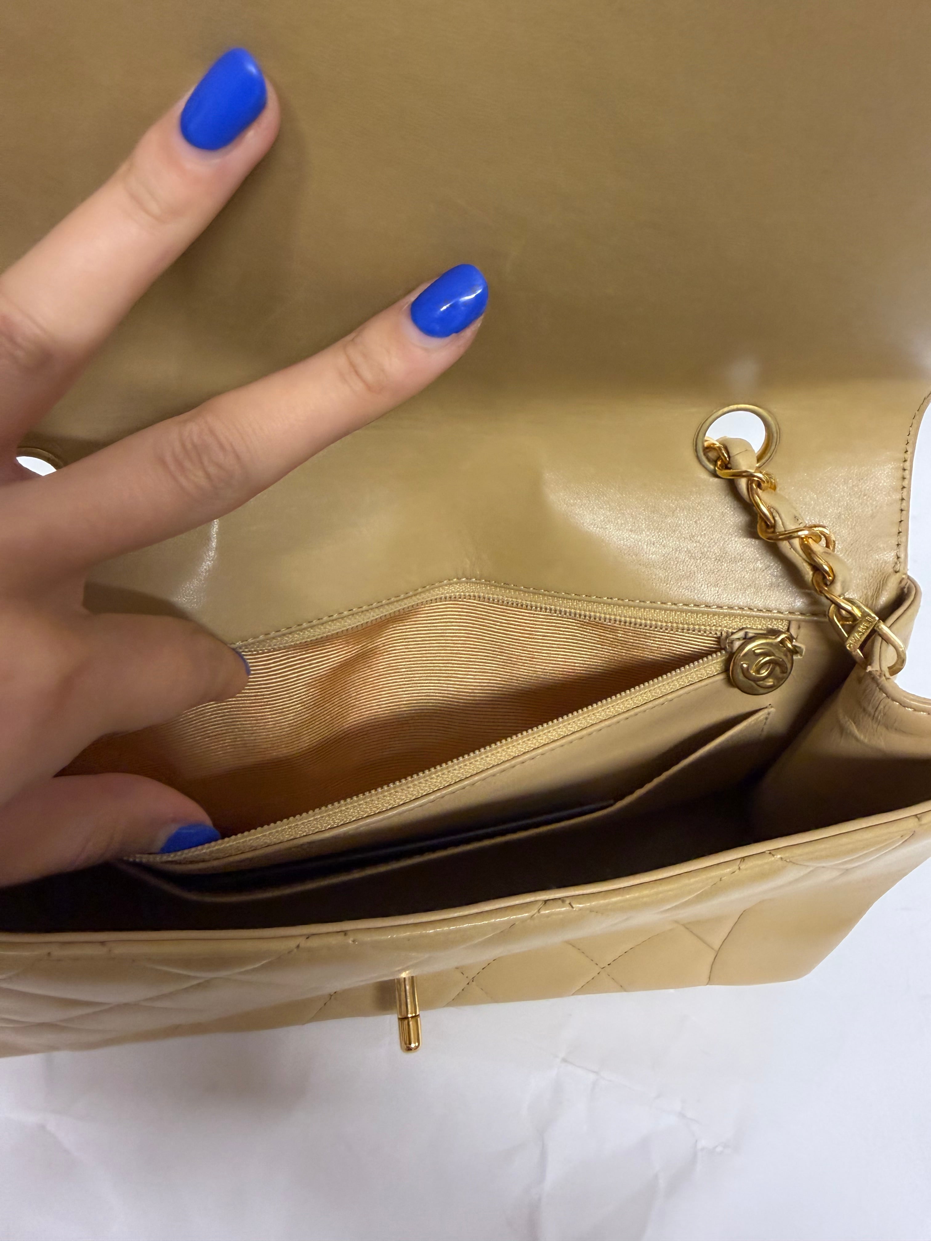 Chanel Diana Matelassé Lambskin Chain Shoulder Bag | Beige