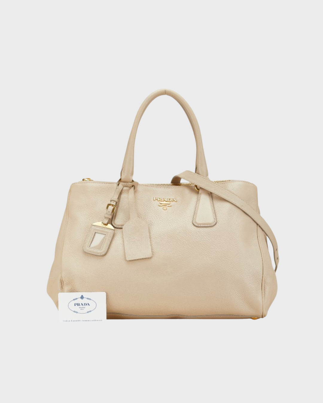 Prada Vitello en cuero beige con bandolera