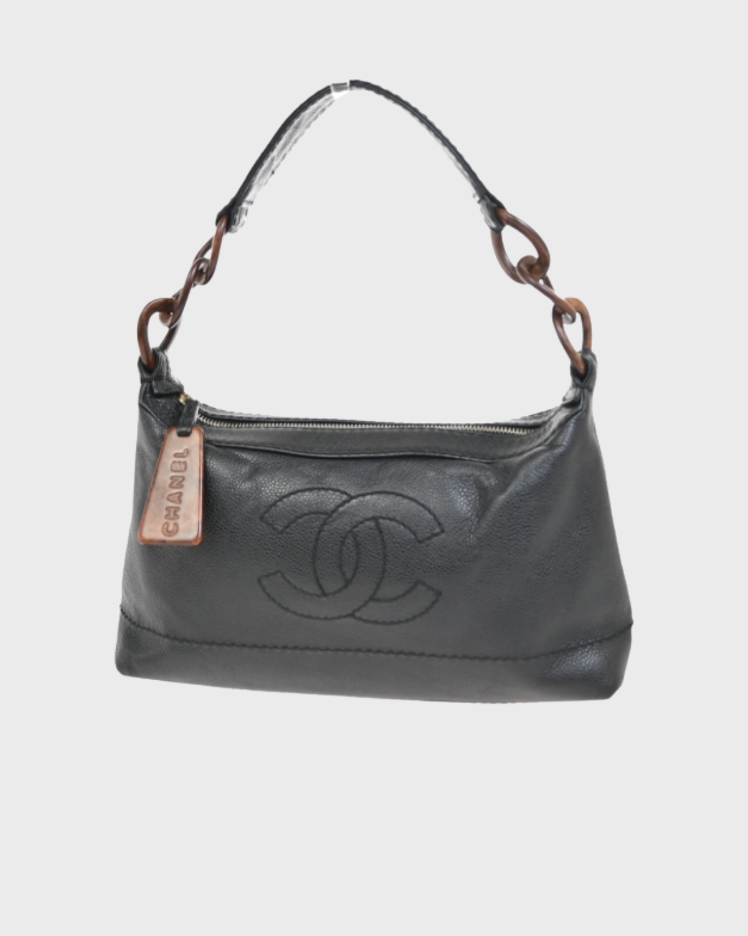 Chanel Vintage Wood Chain CC Shoulder Bag