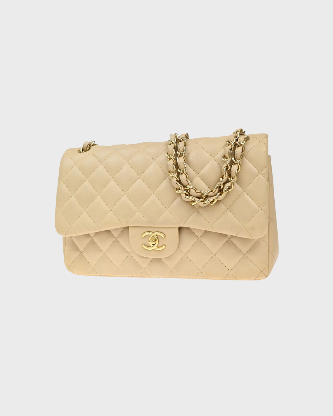 Chanel Timeless Classic Flap mediano en piel beige