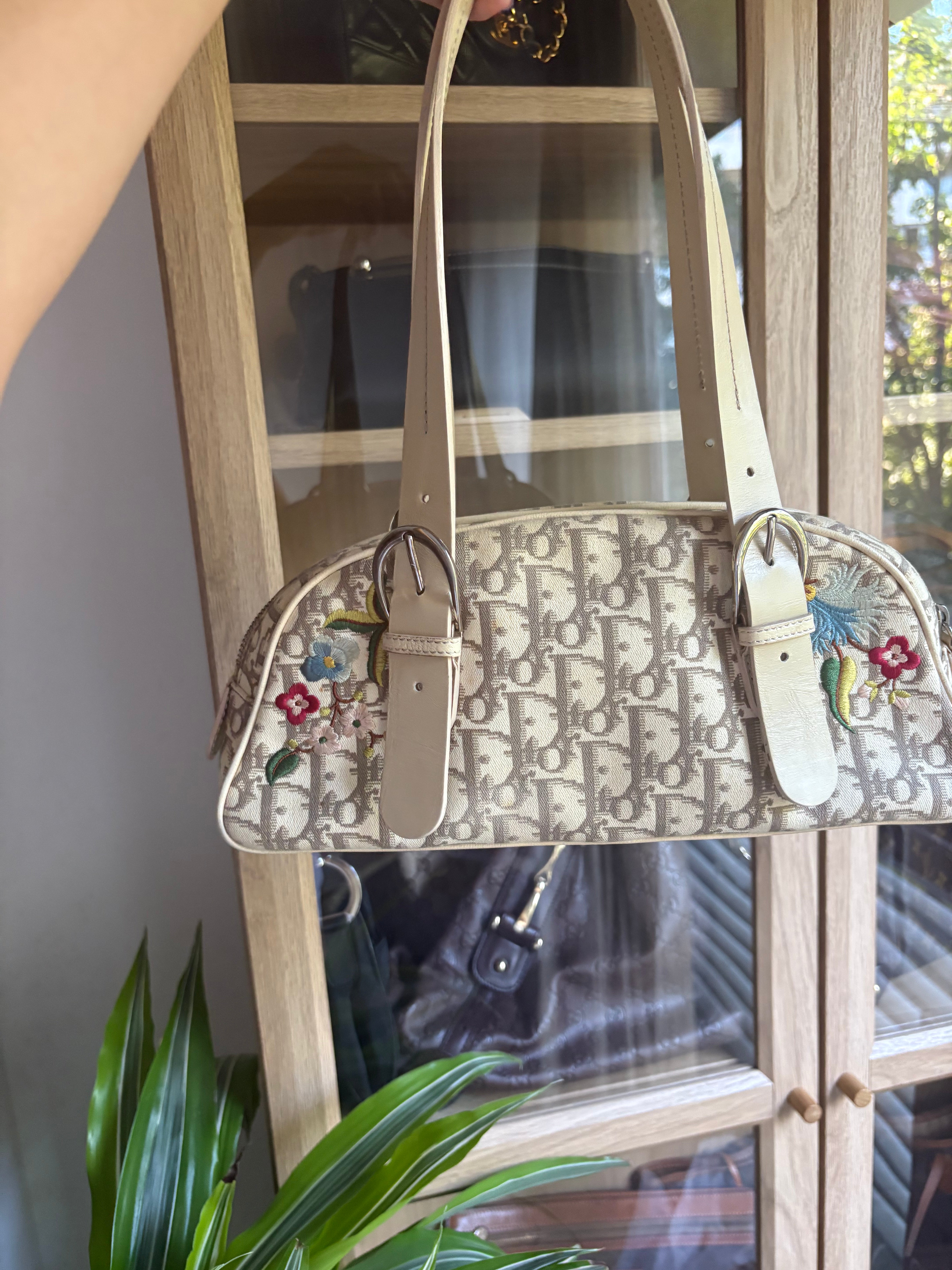 Bolso Dior Trotter Floral Canvas Beige