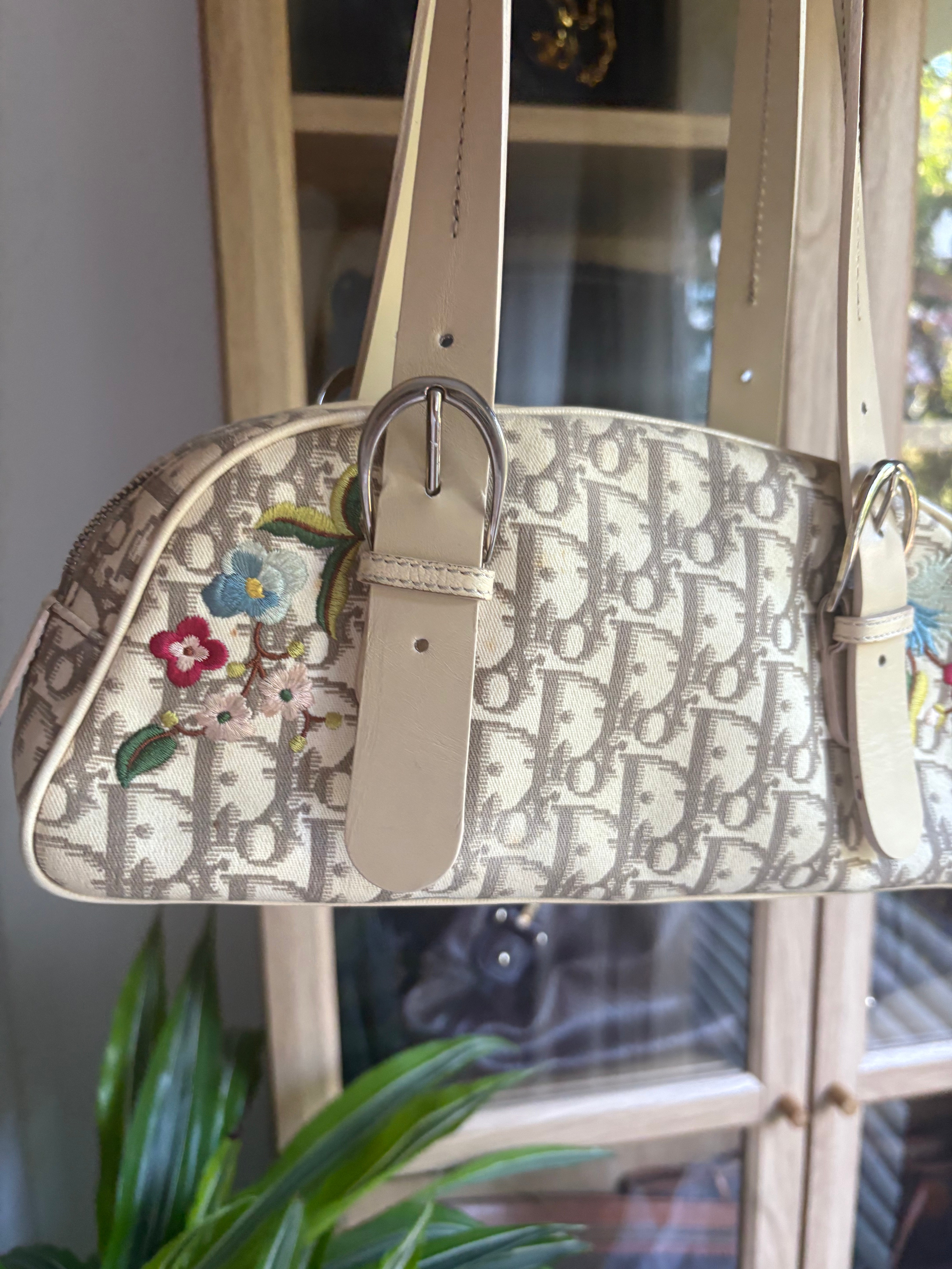 Bolso Dior Trotter Floral Canvas Beige