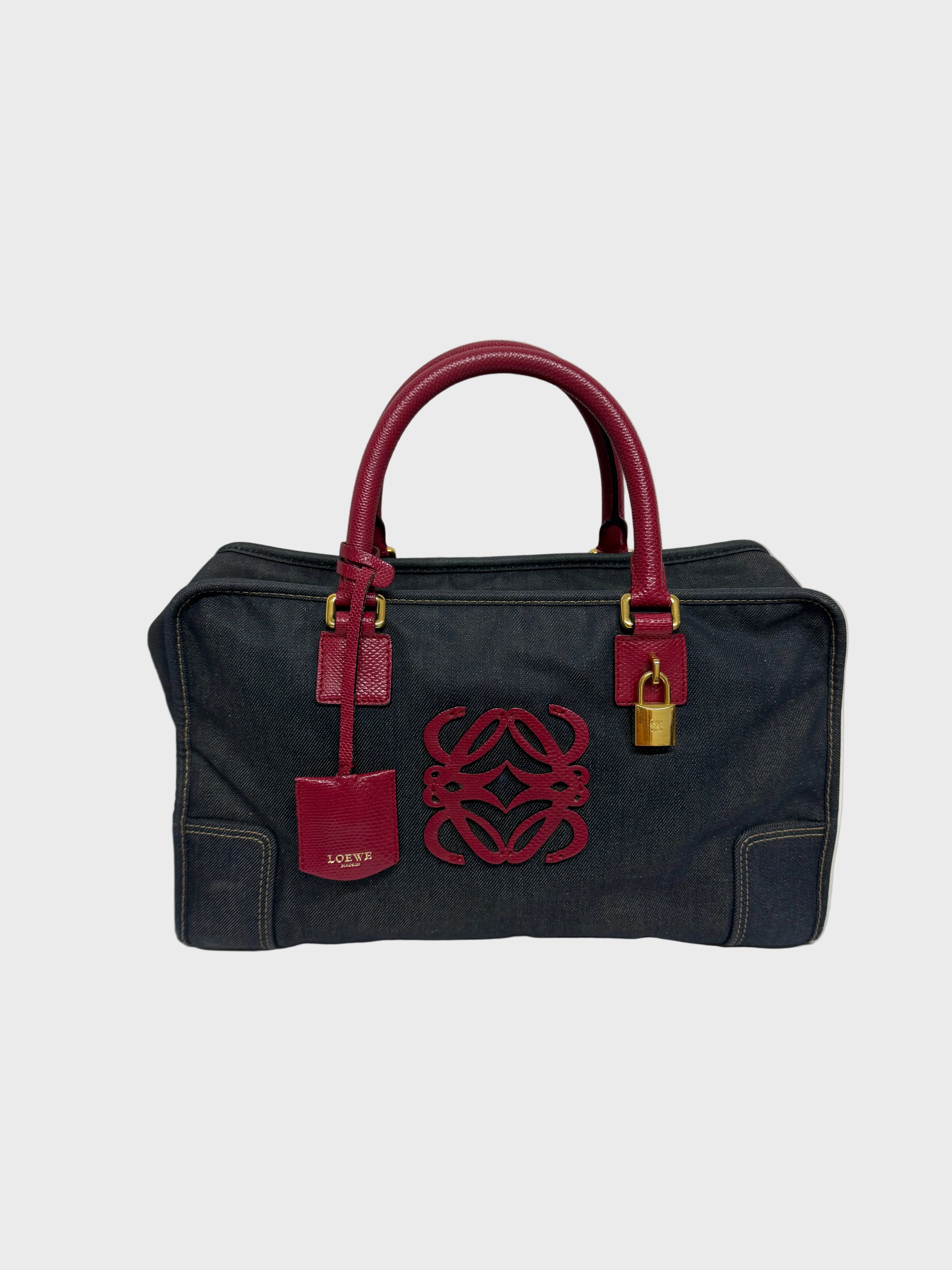 Loewe amazona 35 denim azul y rosa