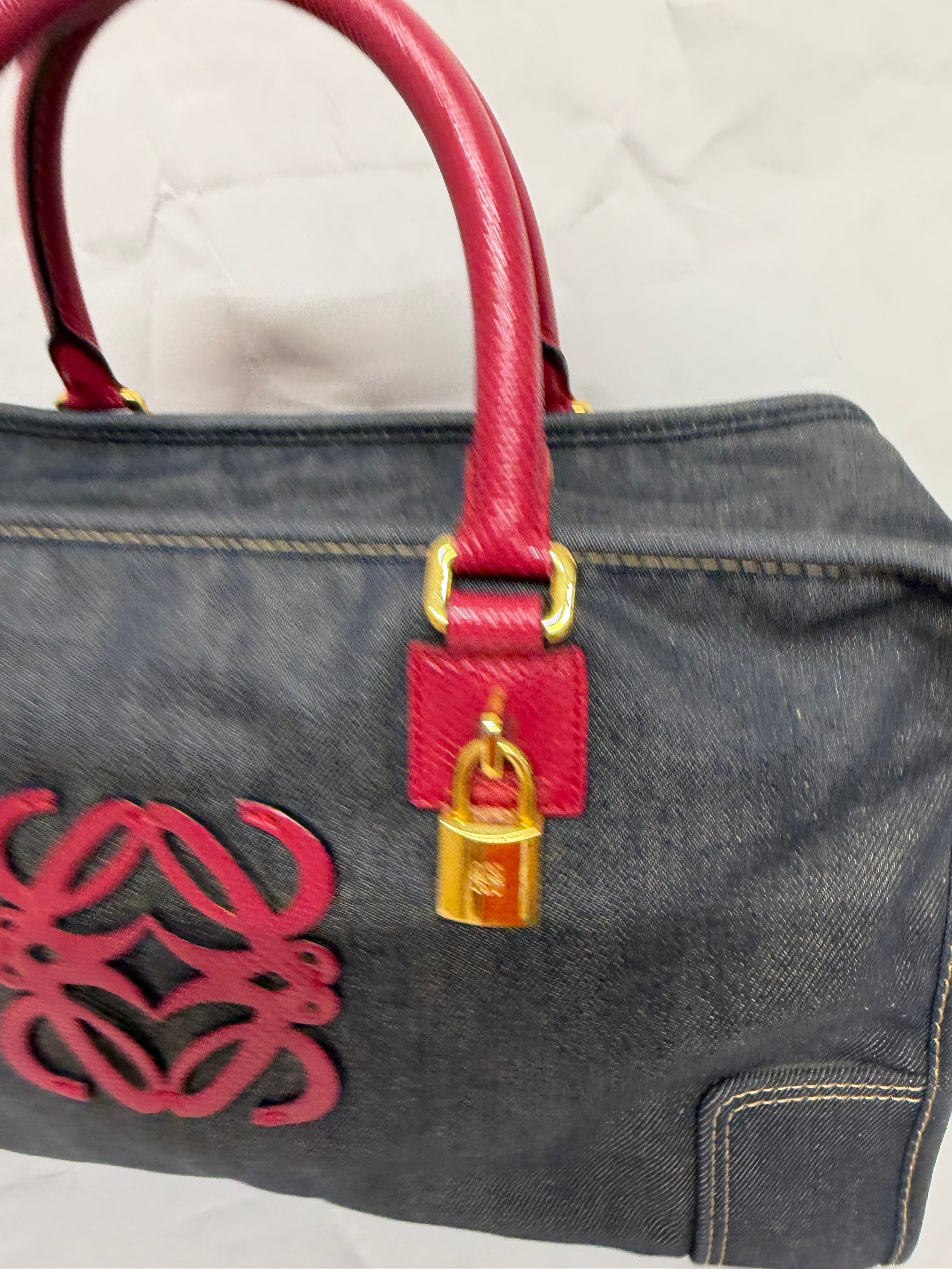 Loewe amazona 35 denim azul y rosa