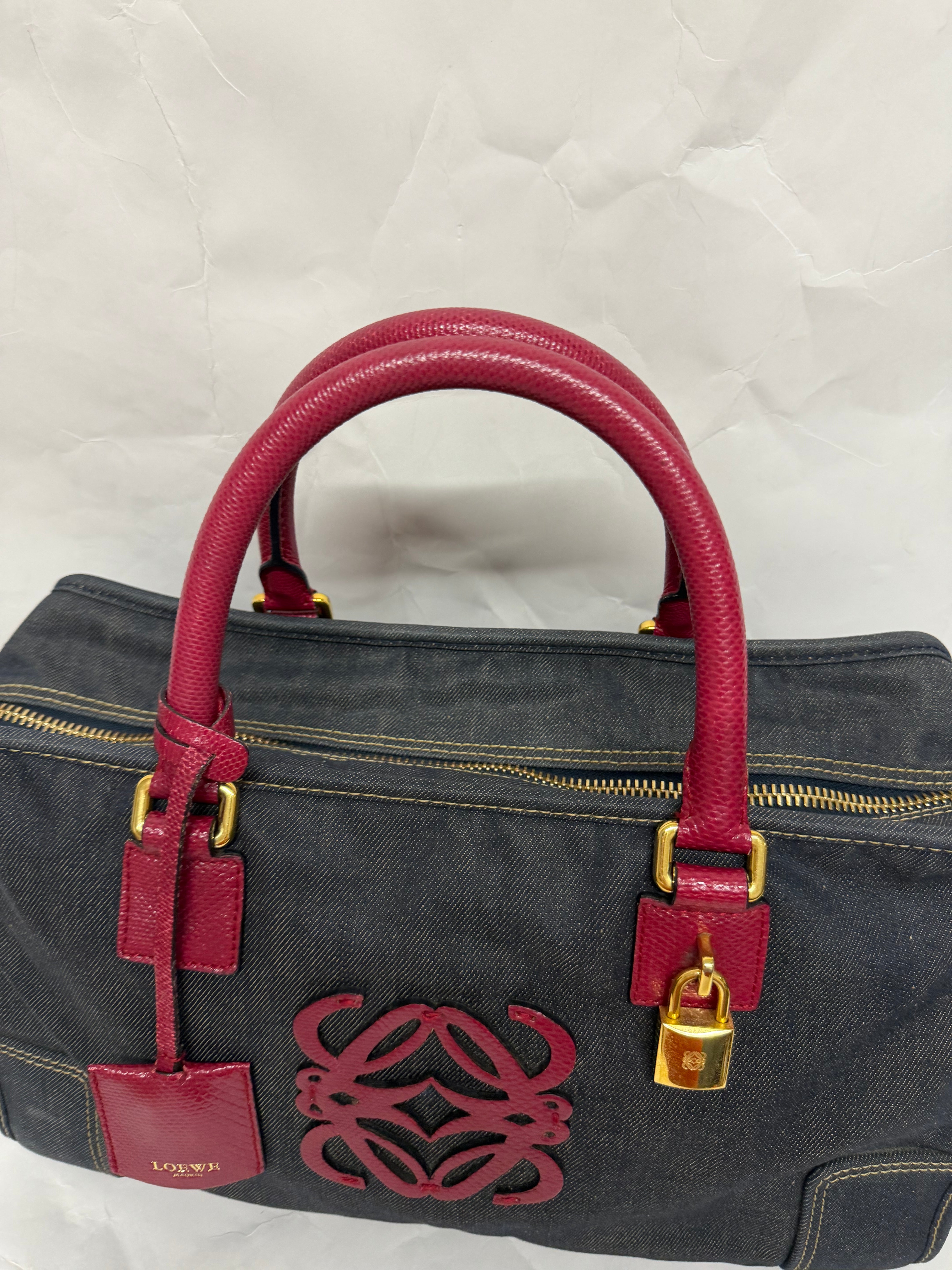 Loewe amazona 35 denim azul y rosa
