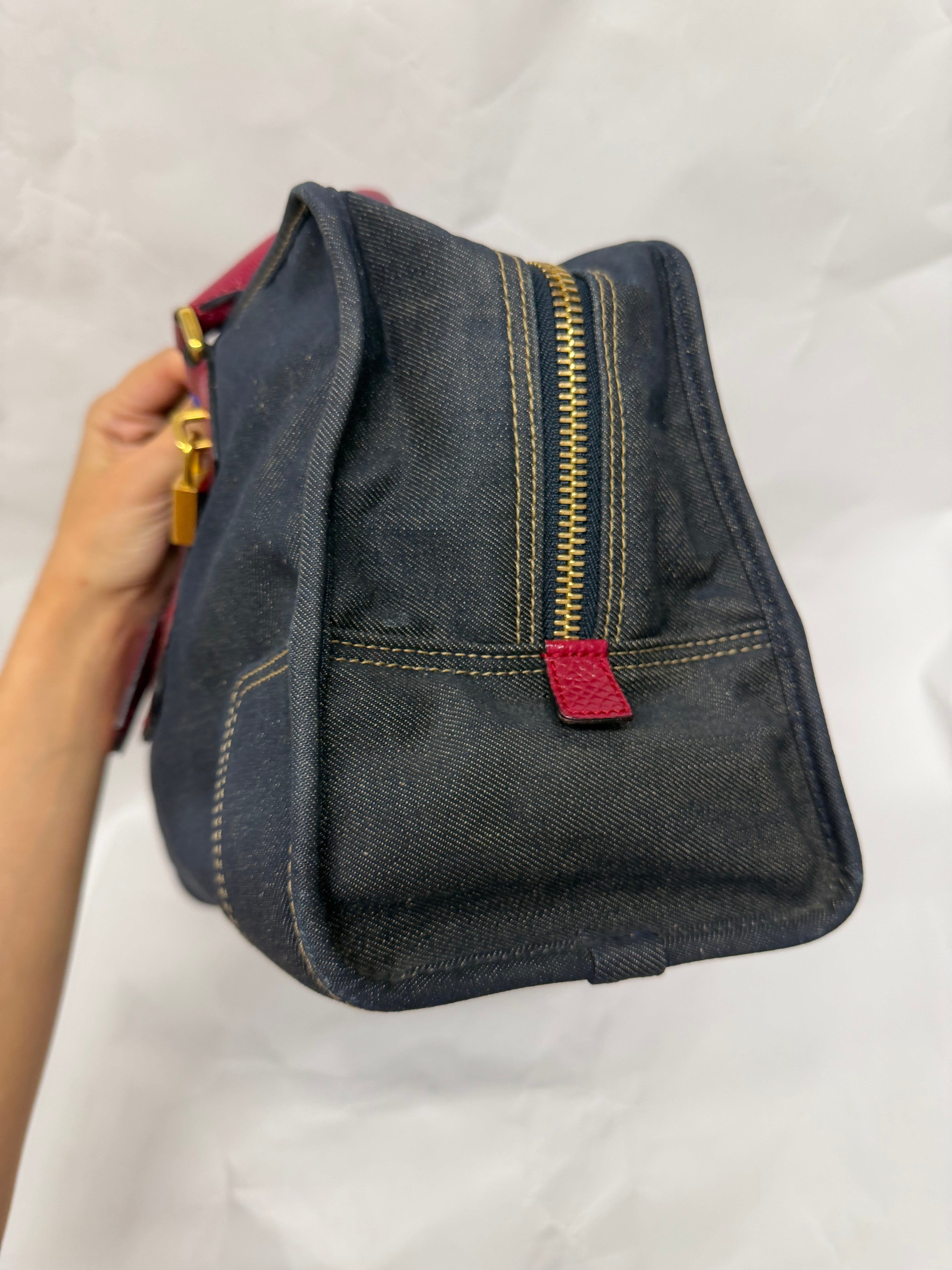 Loewe amazona 35 denim azul y rosa