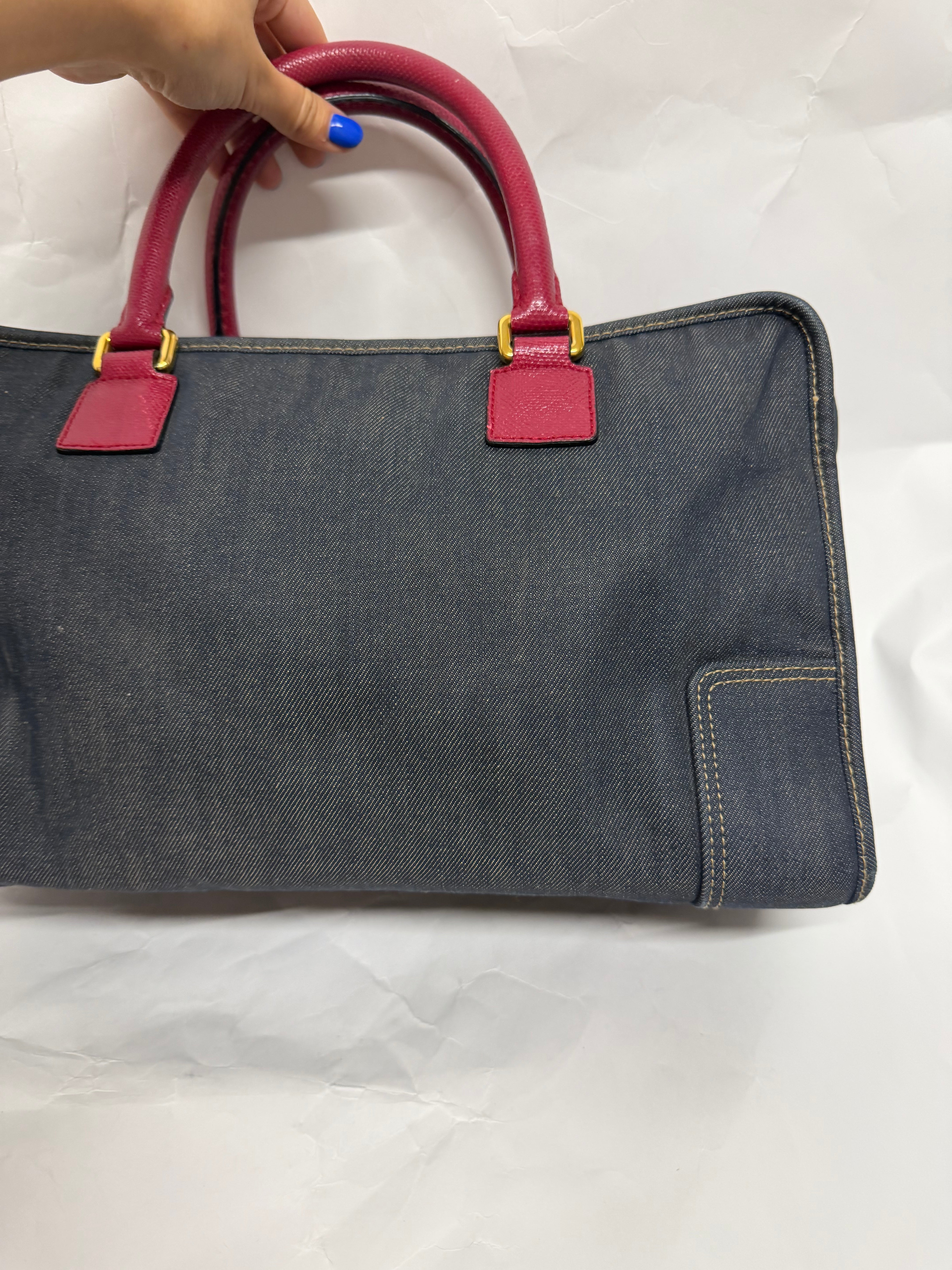 Loewe amazona 35 denim azul y rosa