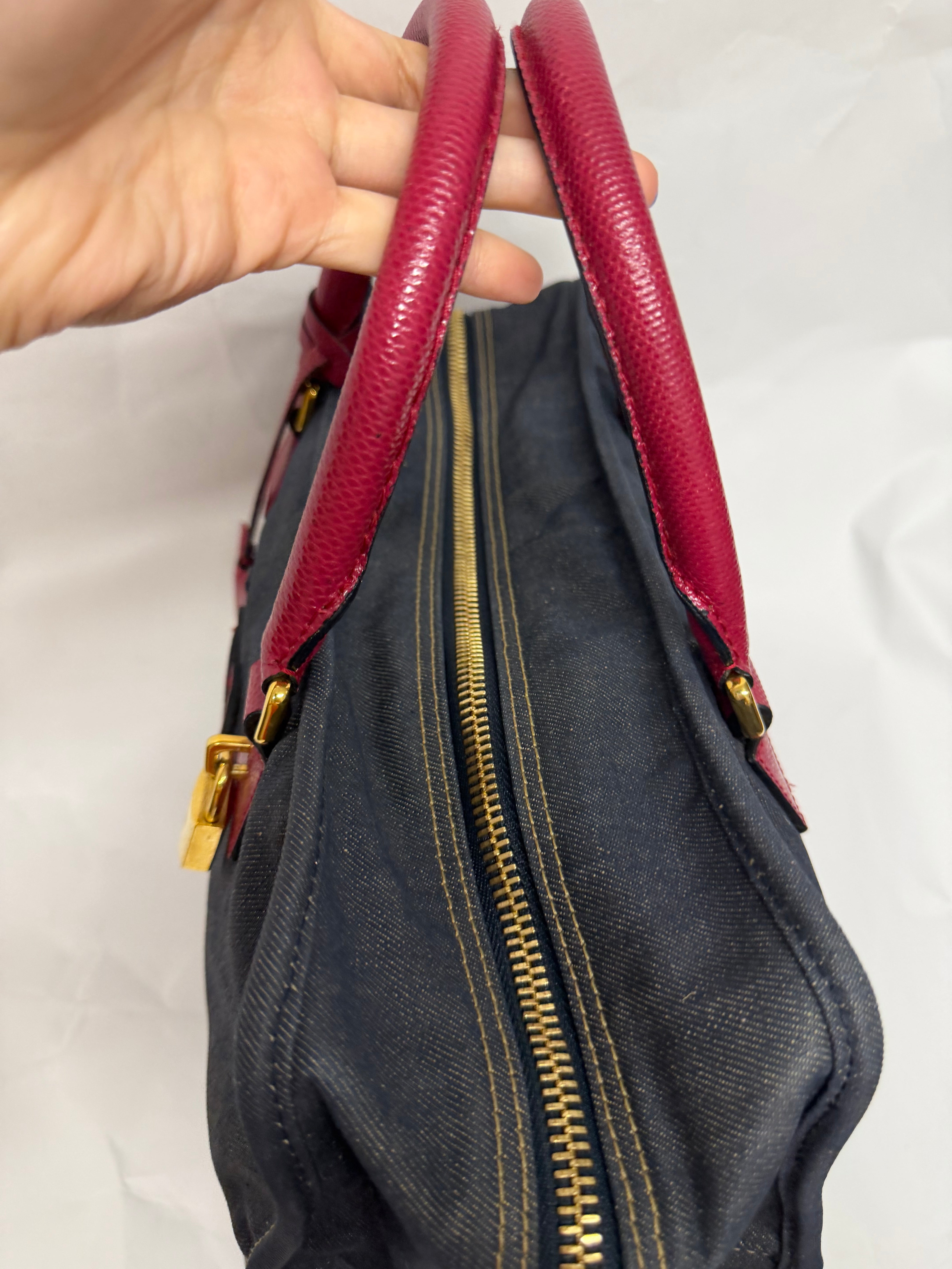 Loewe amazona 35 denim azul y rosa