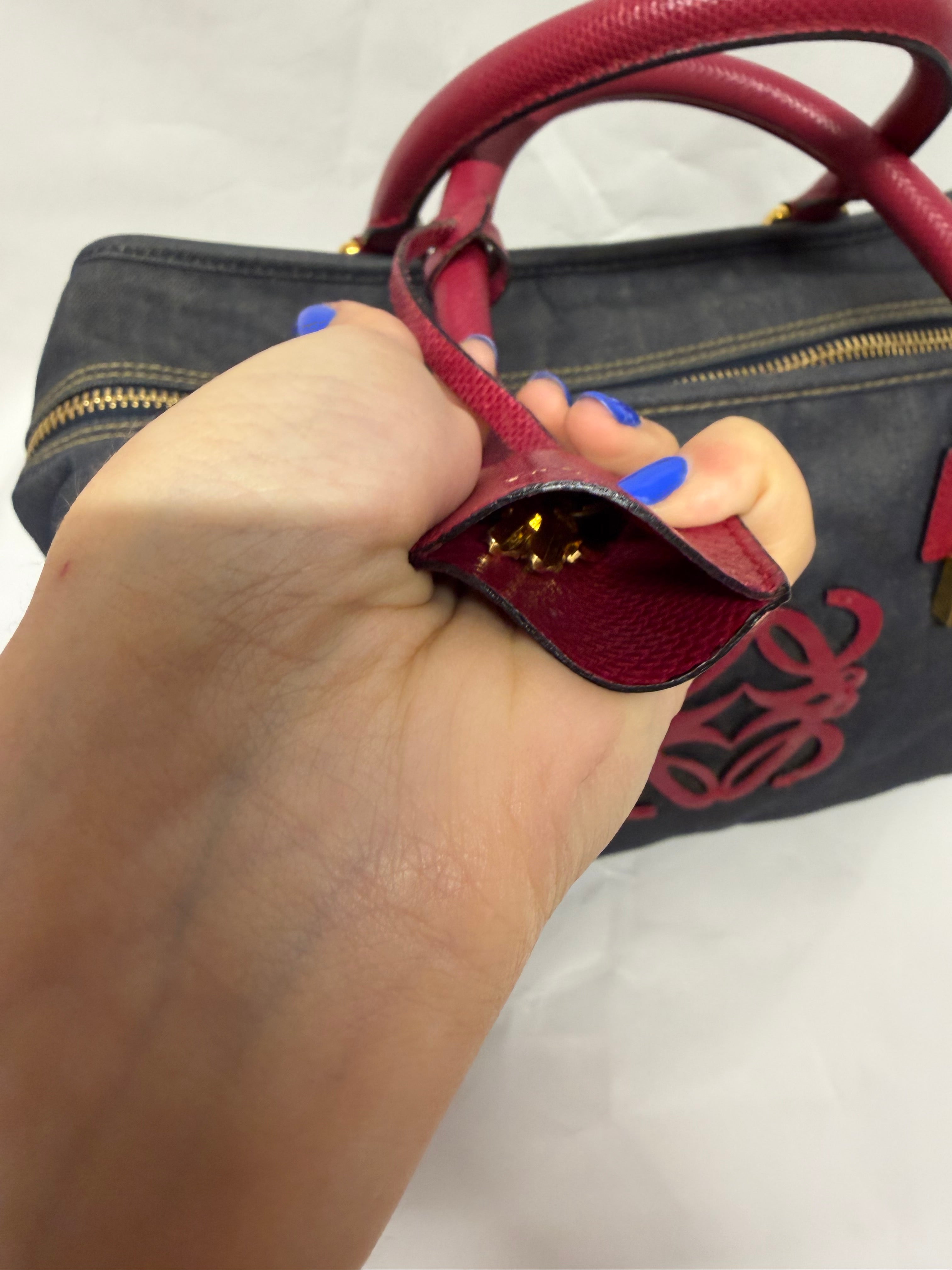 Loewe amazona 35 denim azul y rosa