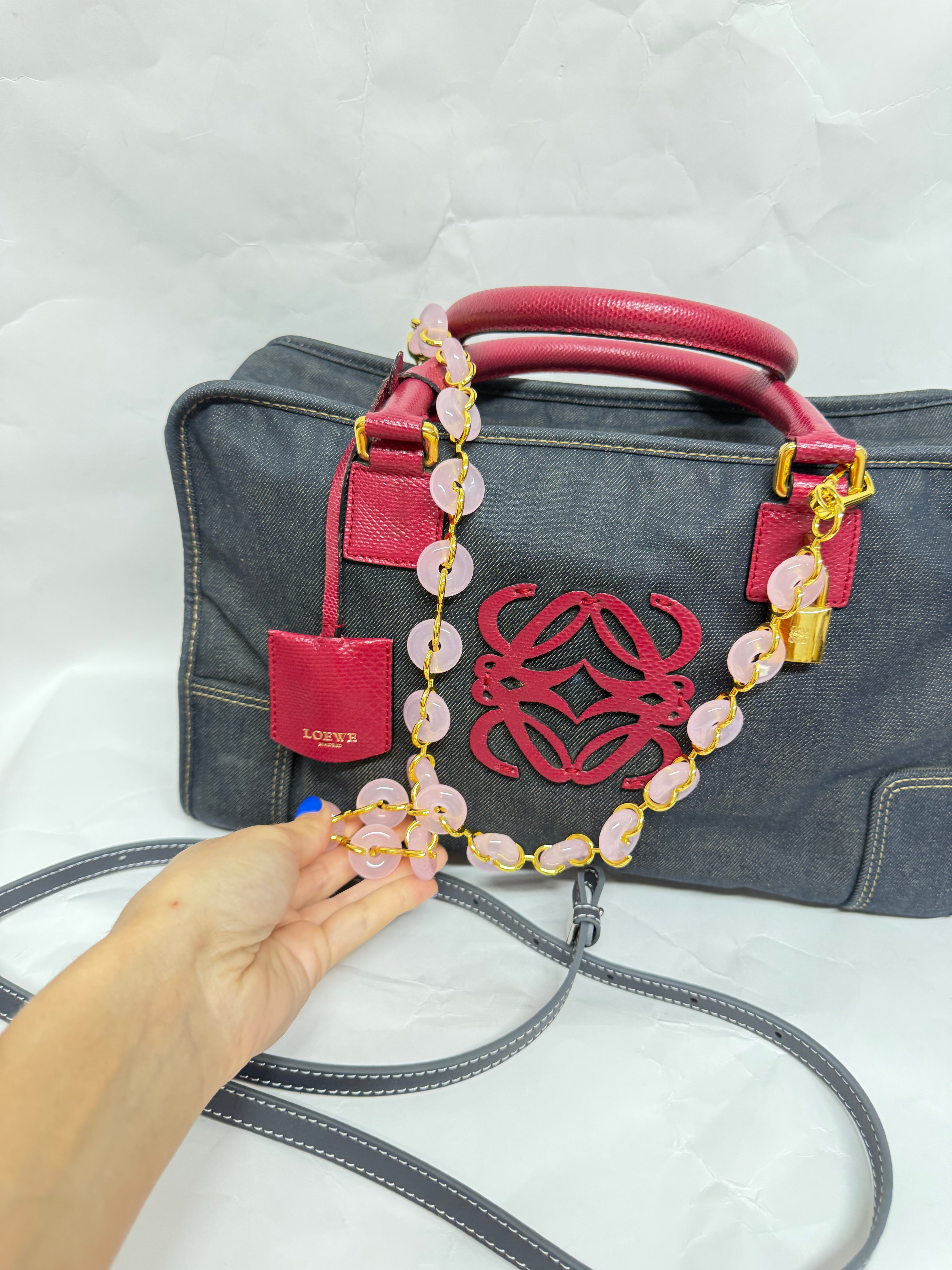 Loewe amazona 35 denim azul y rosa