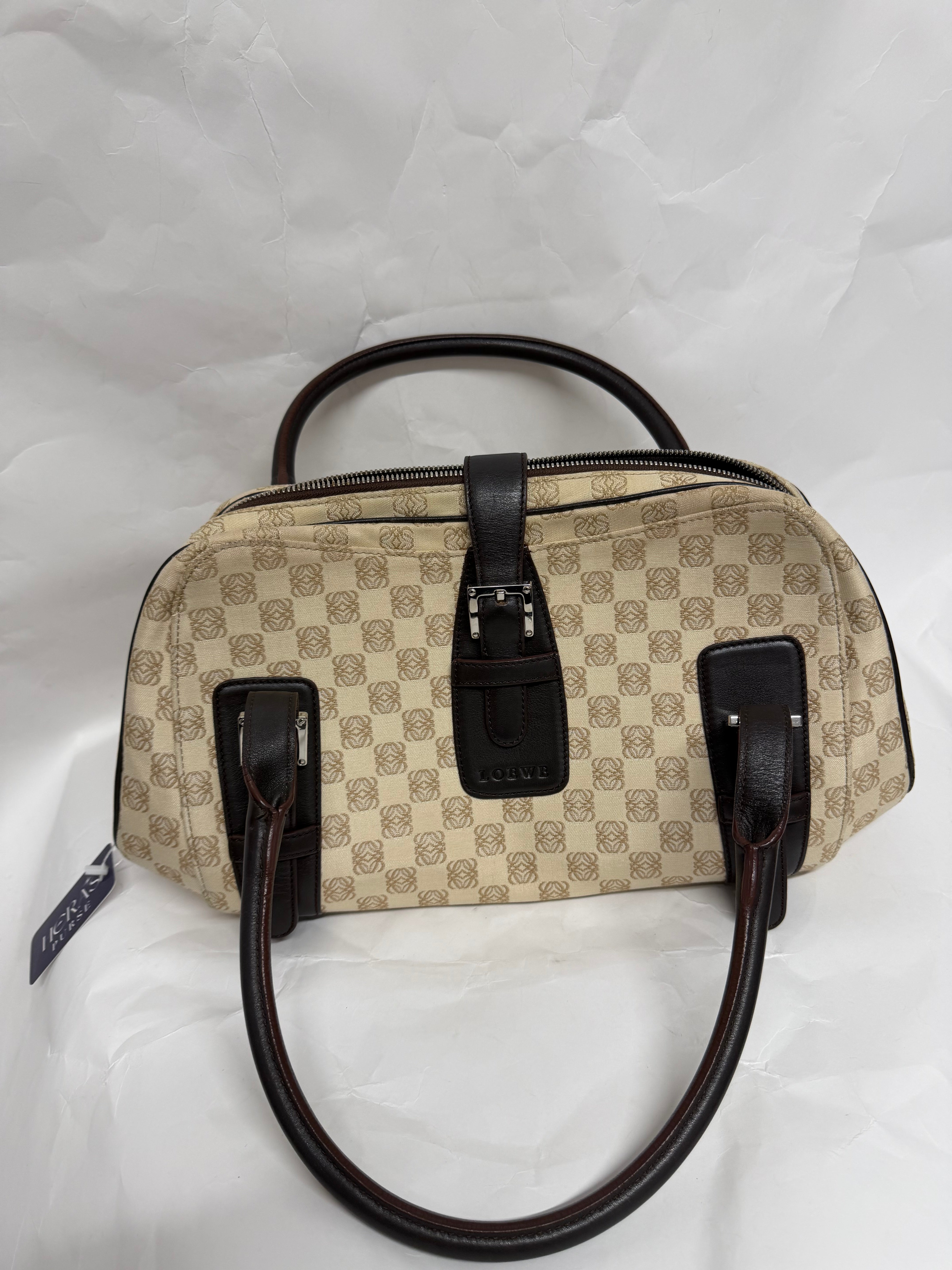 Loewe Senda Handbag Canvas Beige Brown