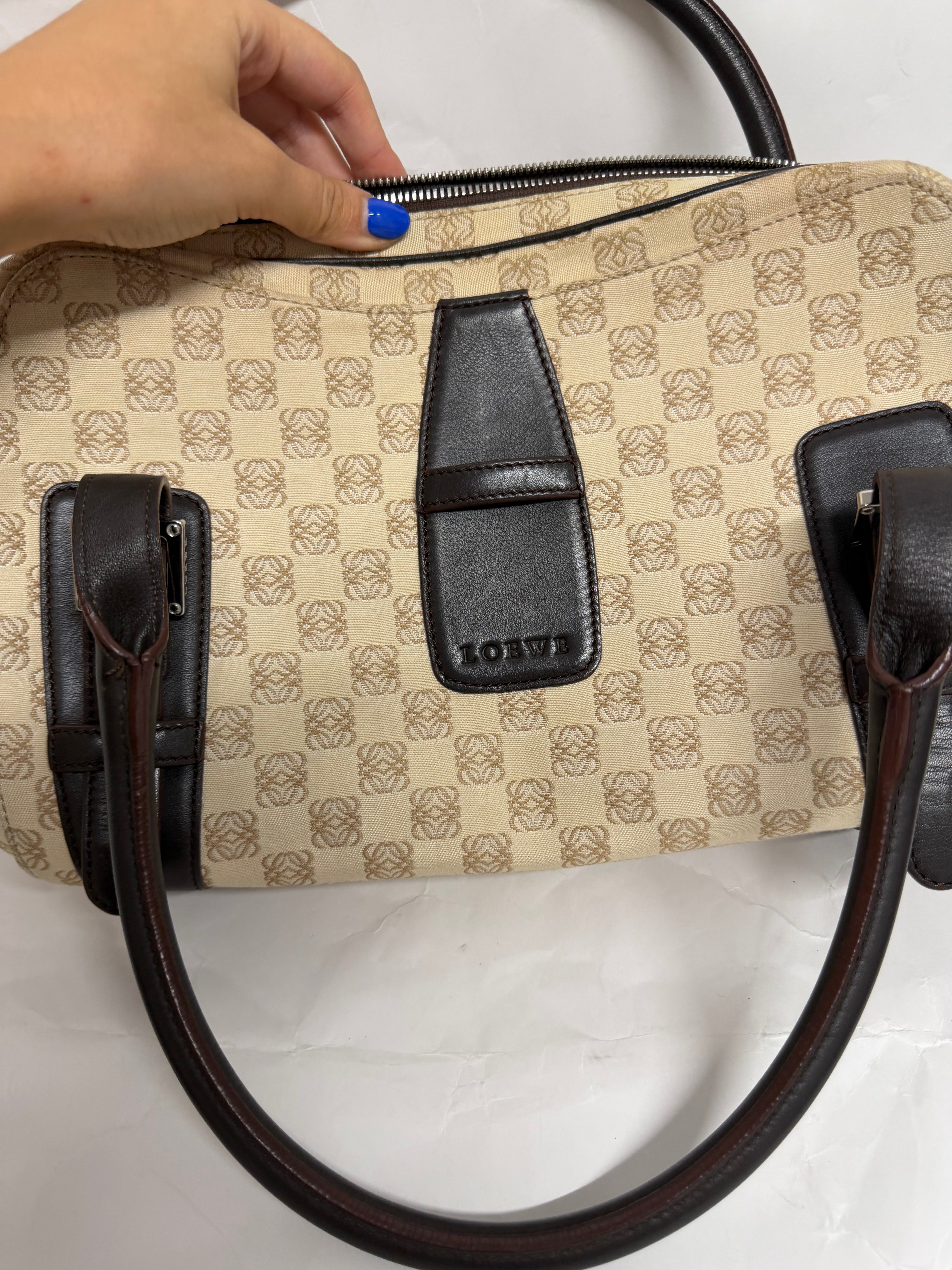 Loewe Senda Handbag Canvas Beige Brown