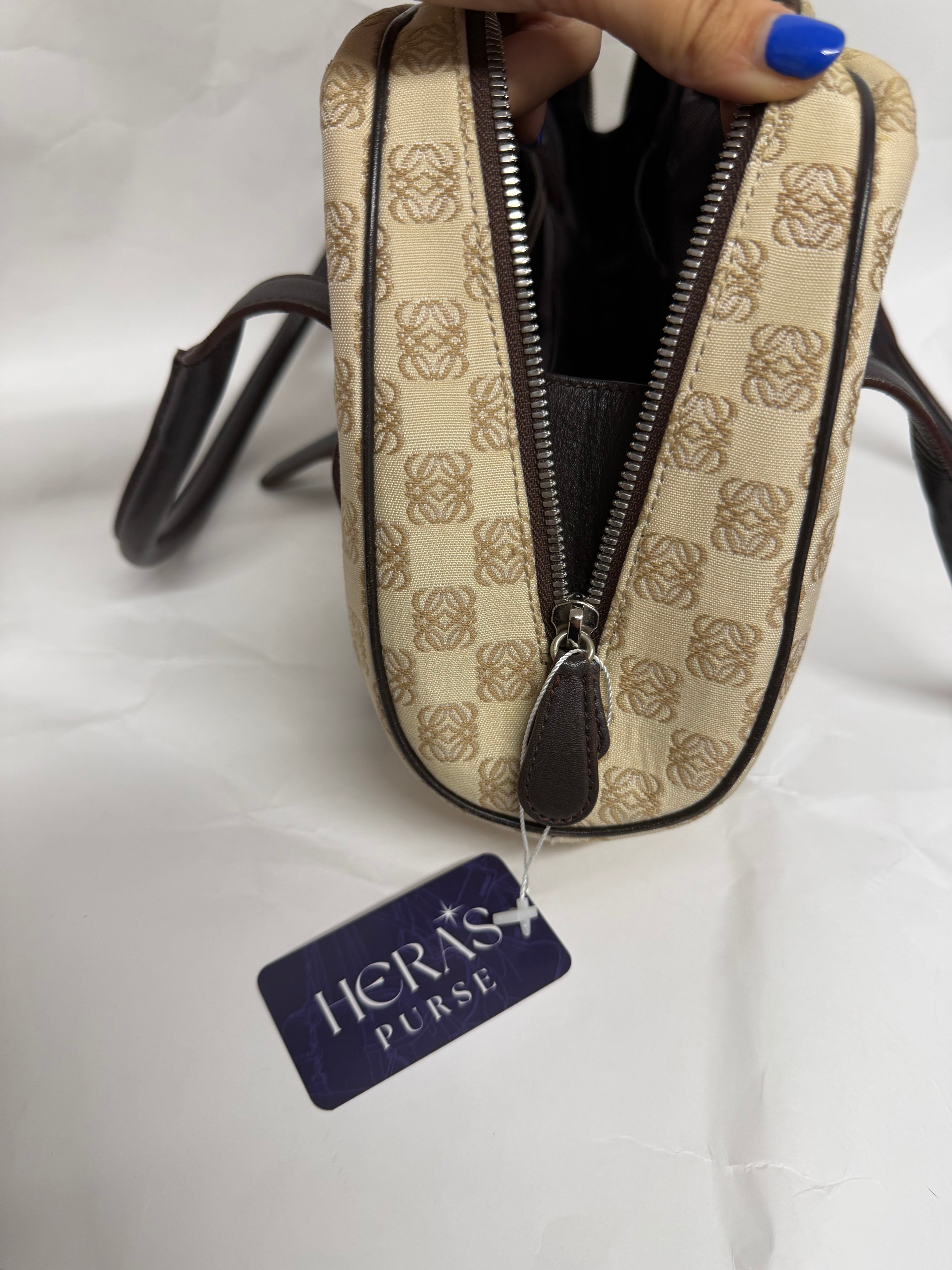 Loewe Senda Handbag Canvas Beige Brown