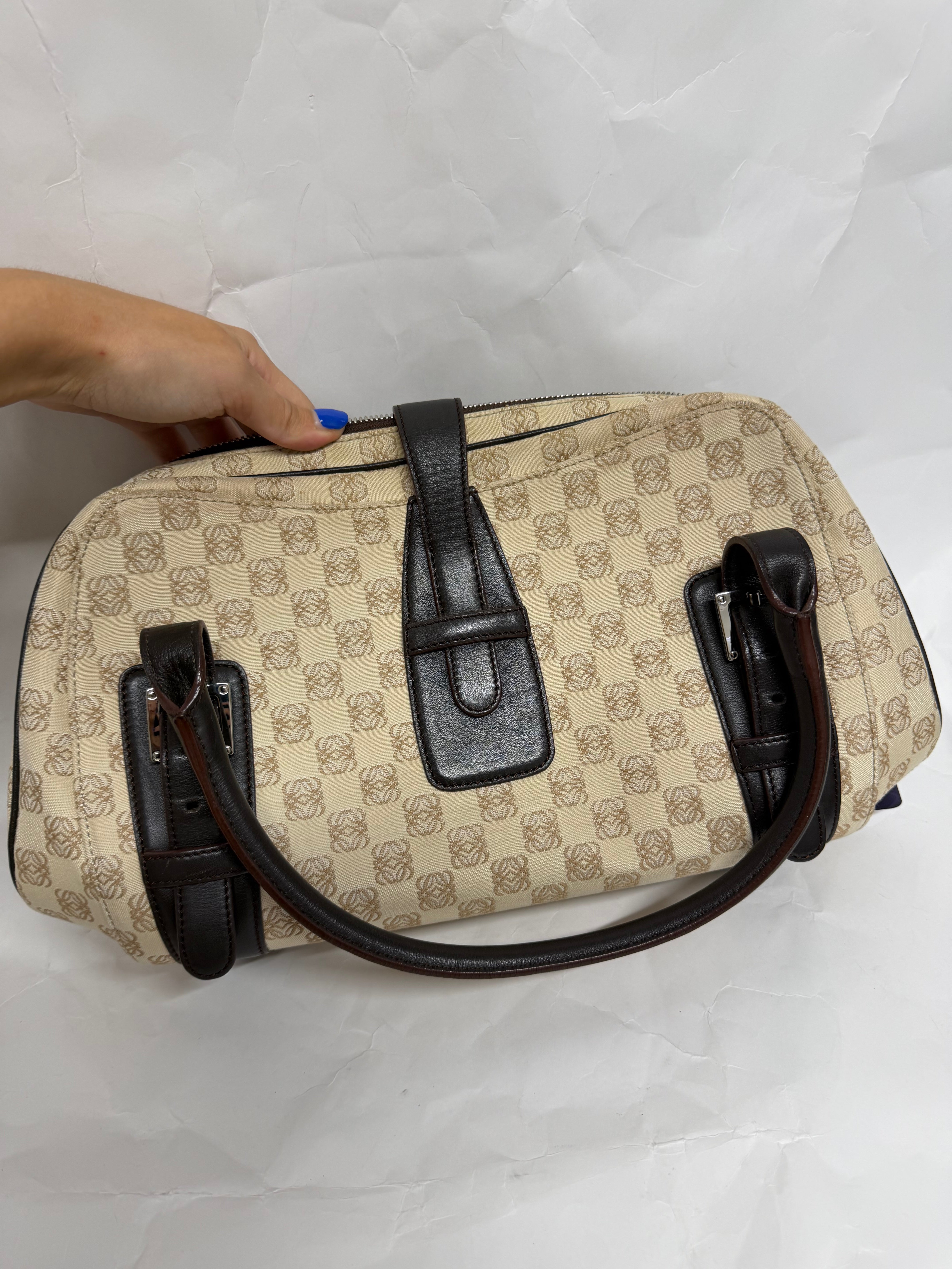 Loewe Senda Handbag Canvas Beige Brown
