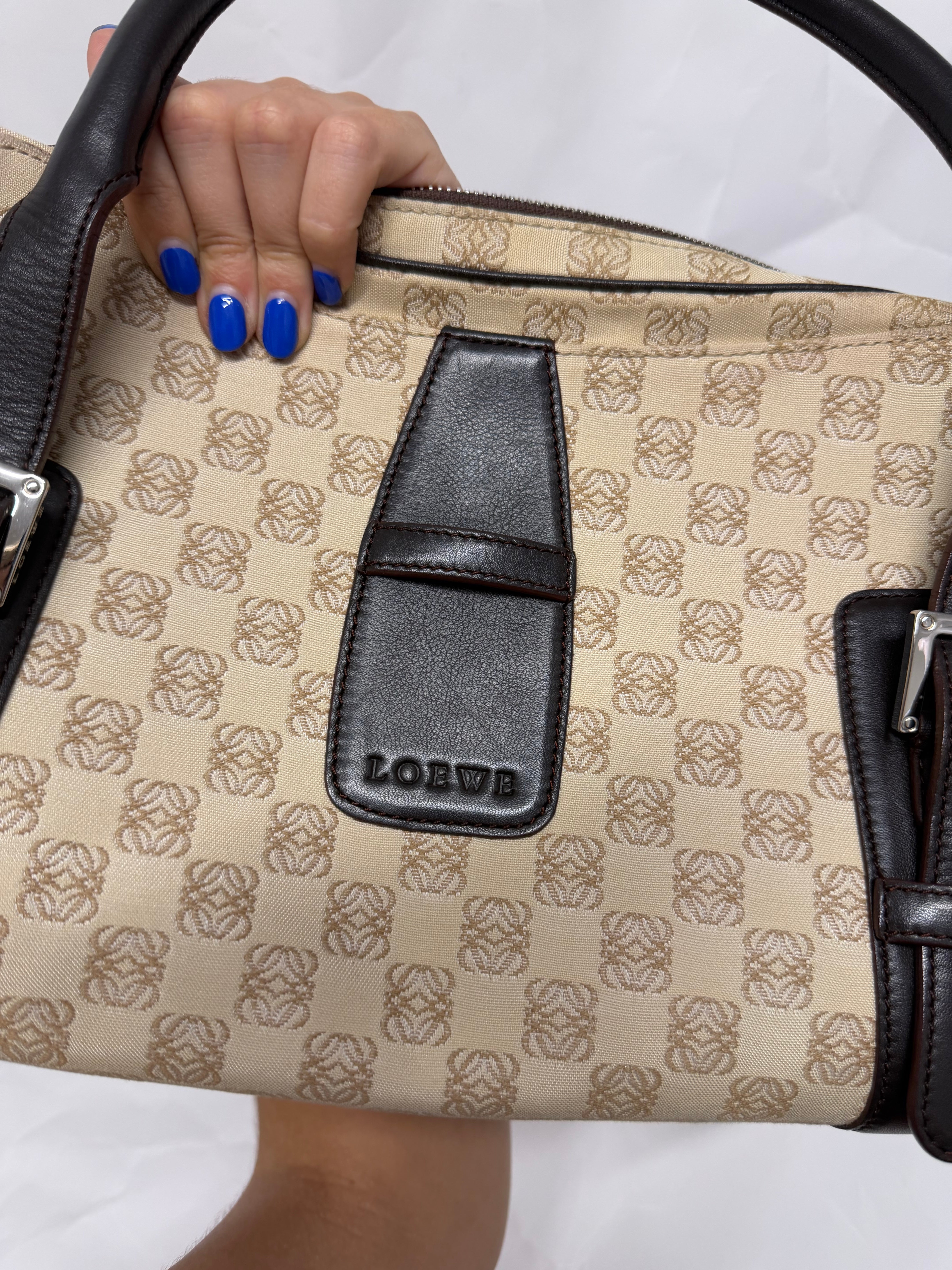 Loewe Senda Handbag Canvas Beige Brown