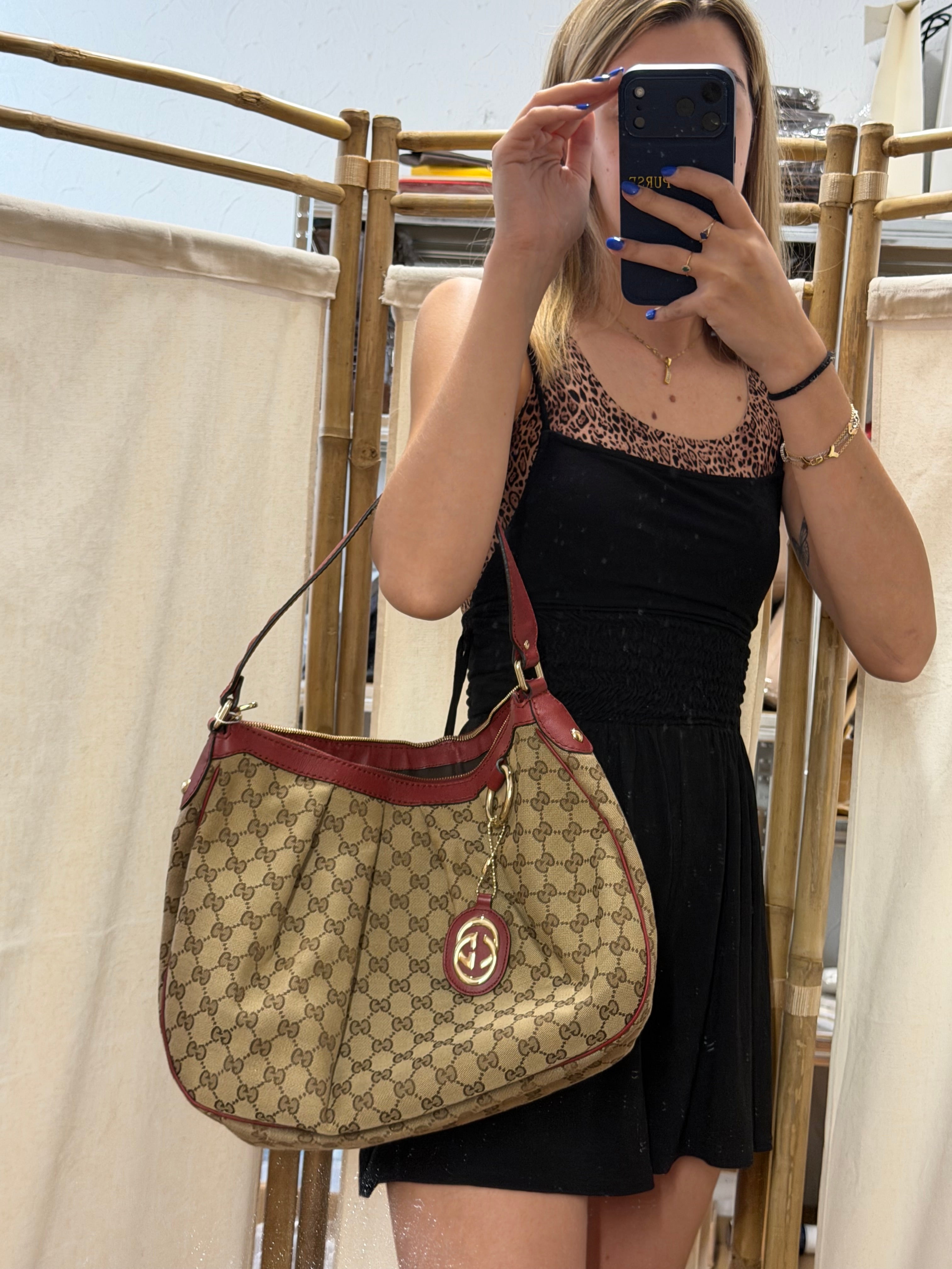 Gucci Sukey GG Canvas Shoulder Bag | Cuero Rojo