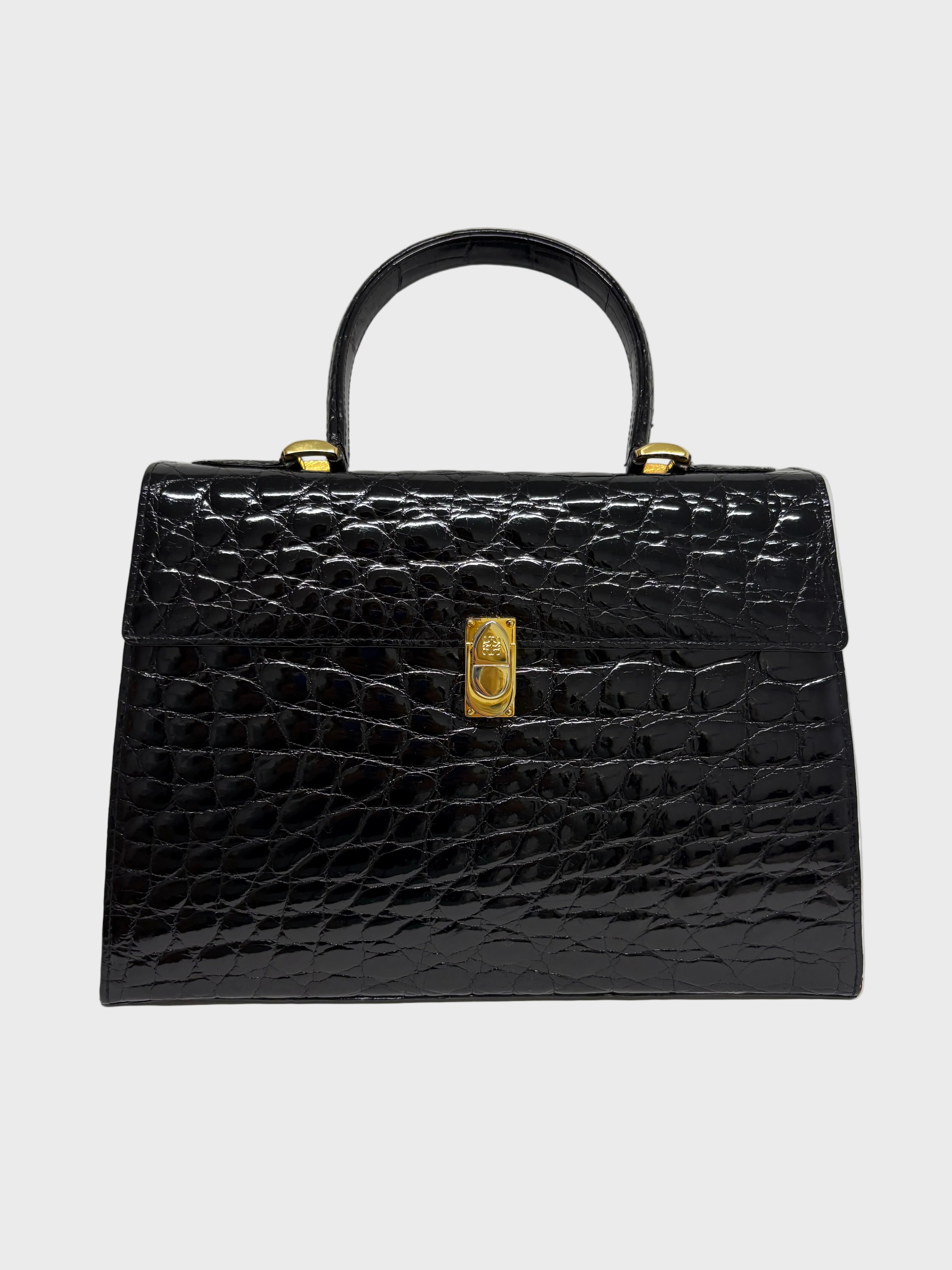 Loewe cocodrilo vintage negro con bandolera