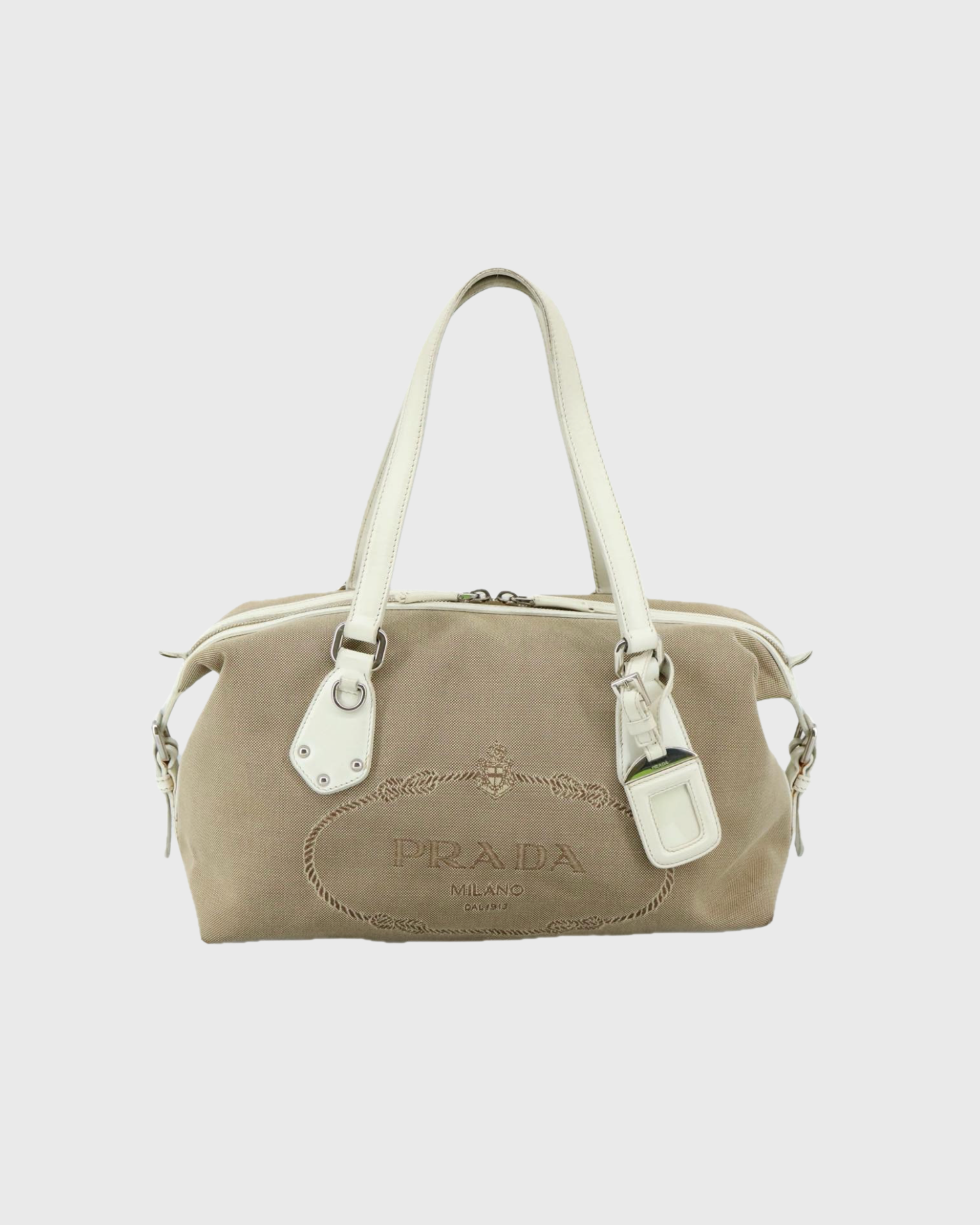 Prada Logo Jacquard con asas blancas