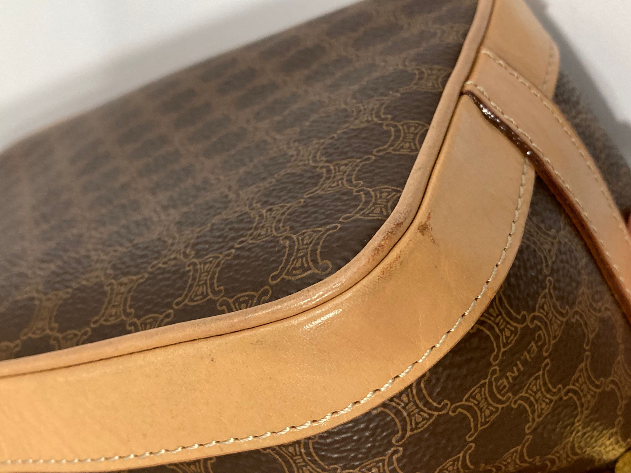 Céline bucket vintage macadam marrón con piel natural