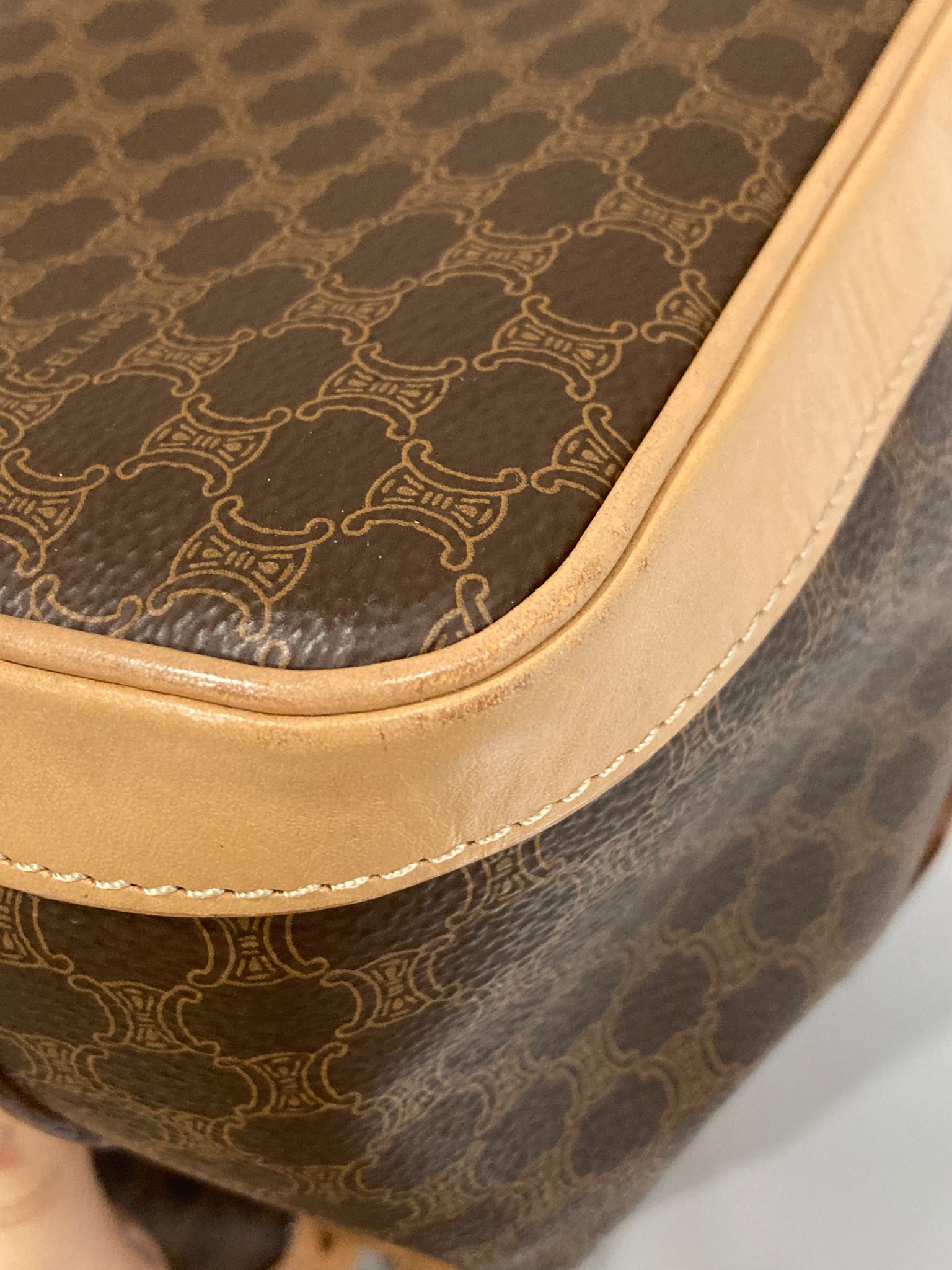 Céline bucket vintage macadam marrón con piel natural