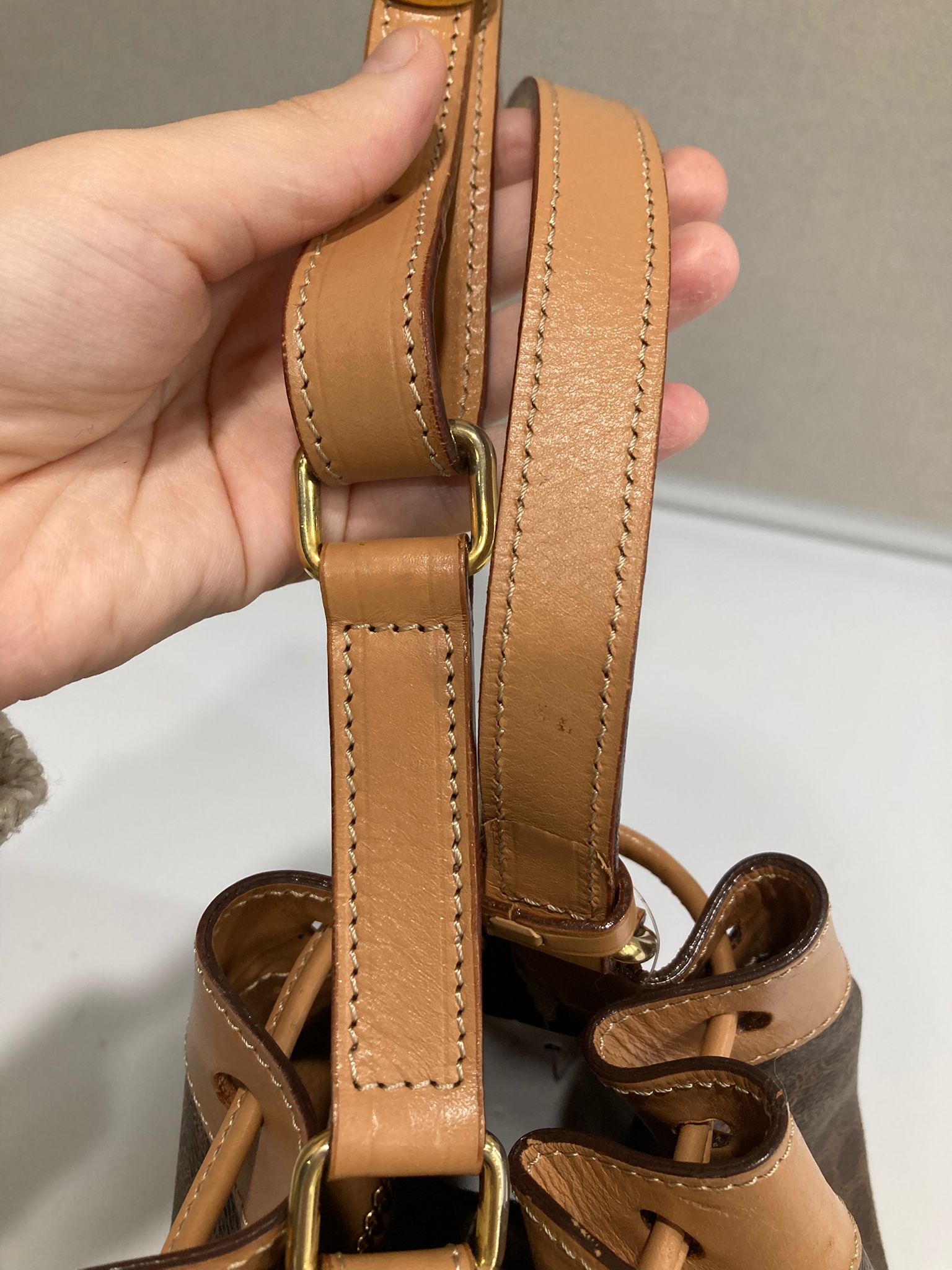 Céline bucket vintage macadam marrón con piel natural