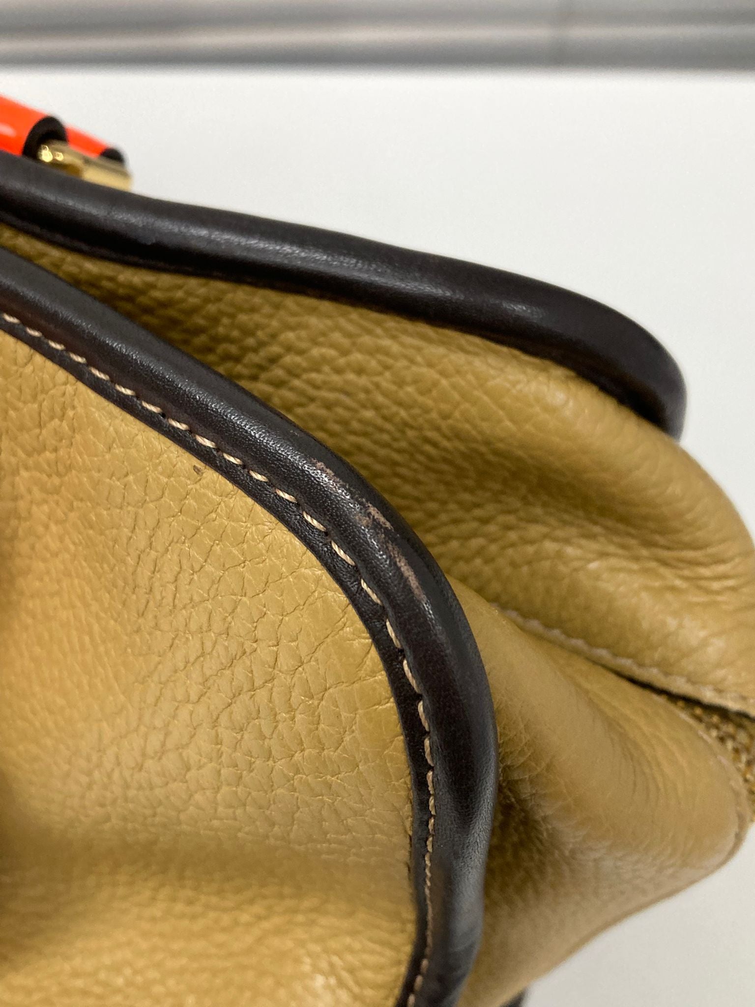 Loewe Amazona 36 edición especial ORO asas naranja charol – camel bicolor