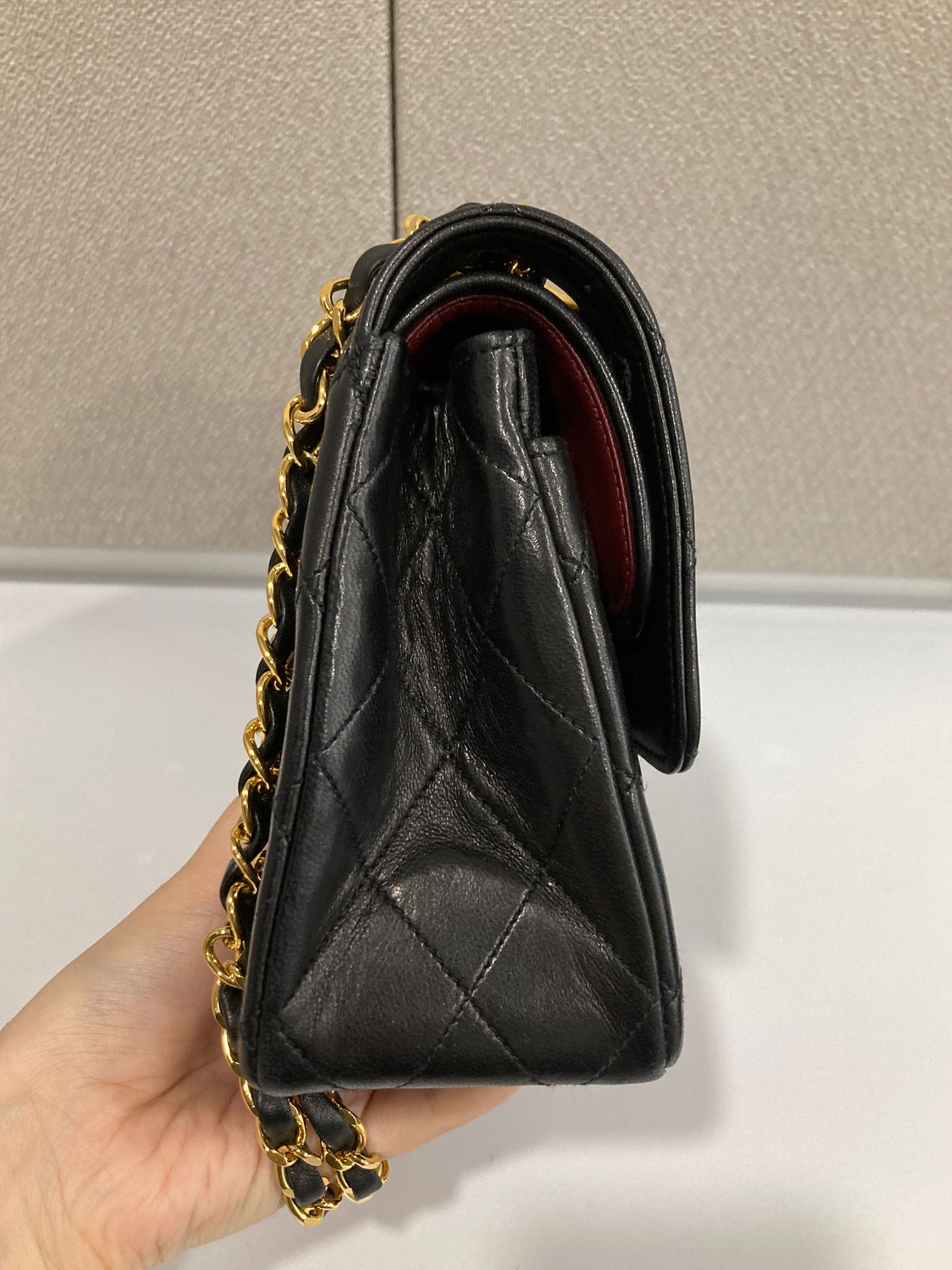 CHANEL Timeless 23 Double Flap  Lambskin negro · Herrajes dorados · Serie 1