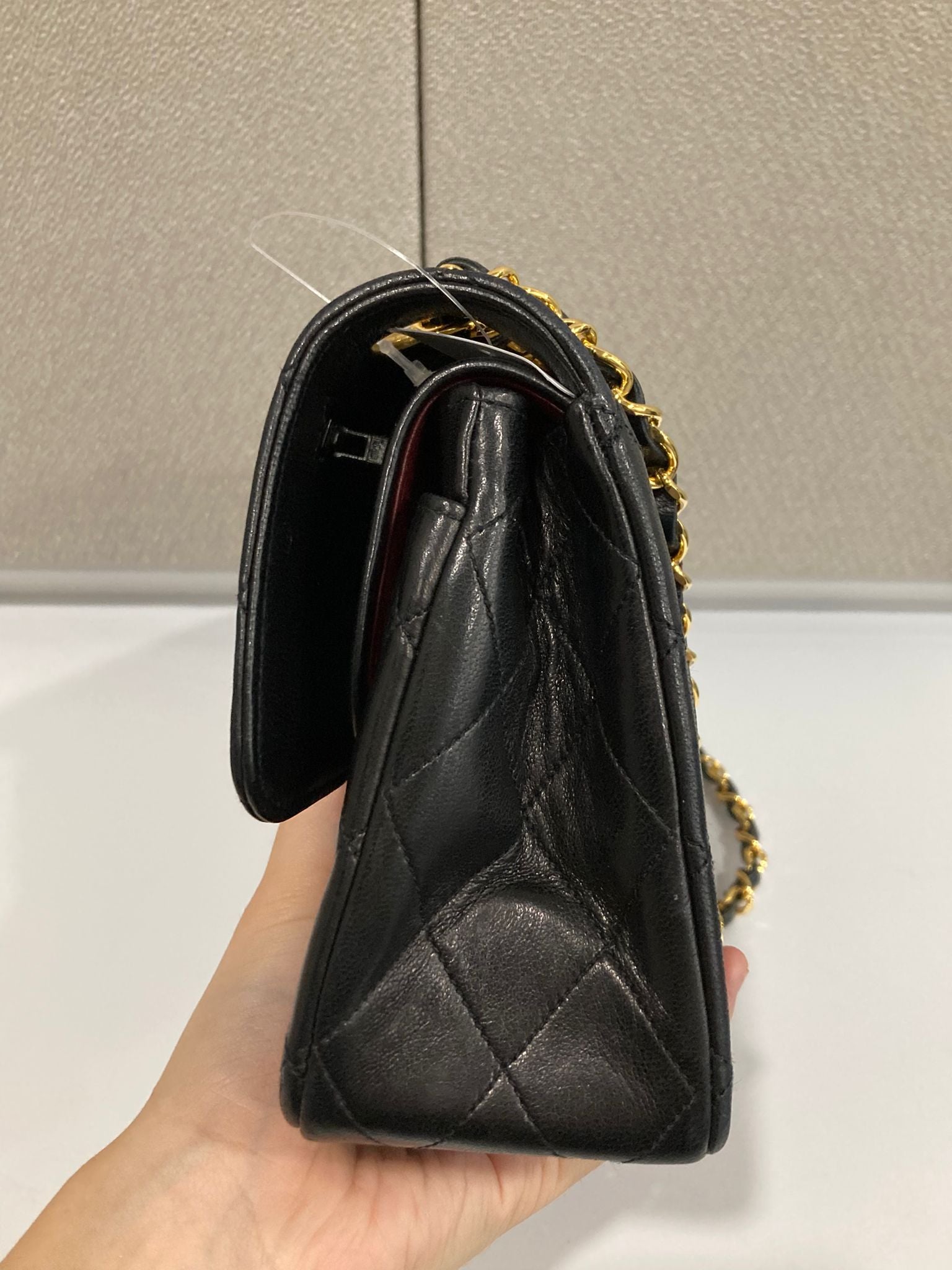 CHANEL Timeless 23 Double Flap  Lambskin negro · Herrajes dorados · Serie 1