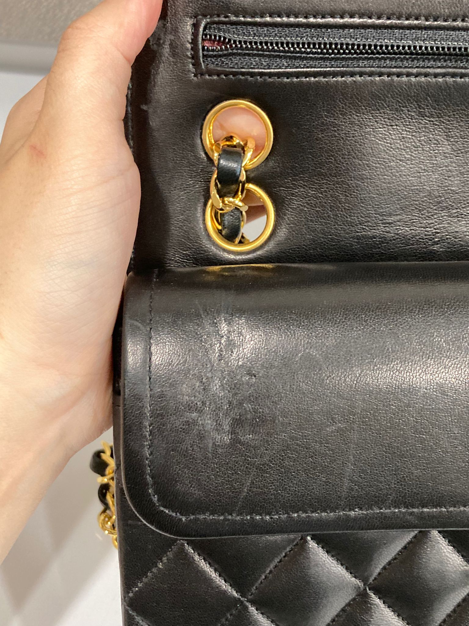 CHANEL Timeless 23 Double Flap  Lambskin negro · Herrajes dorados · Serie 1