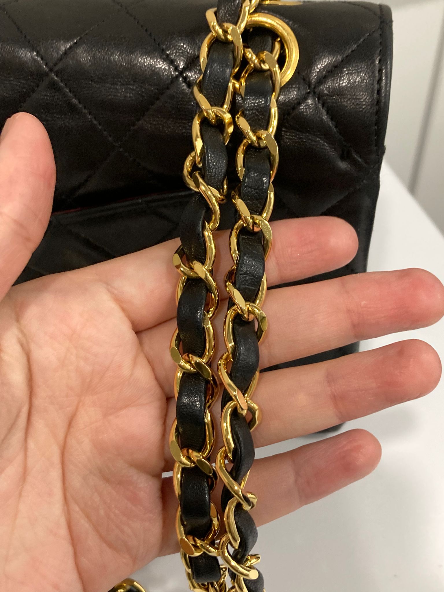 CHANEL Timeless 23 Double Flap  Lambskin negro · Herrajes dorados · Serie 1