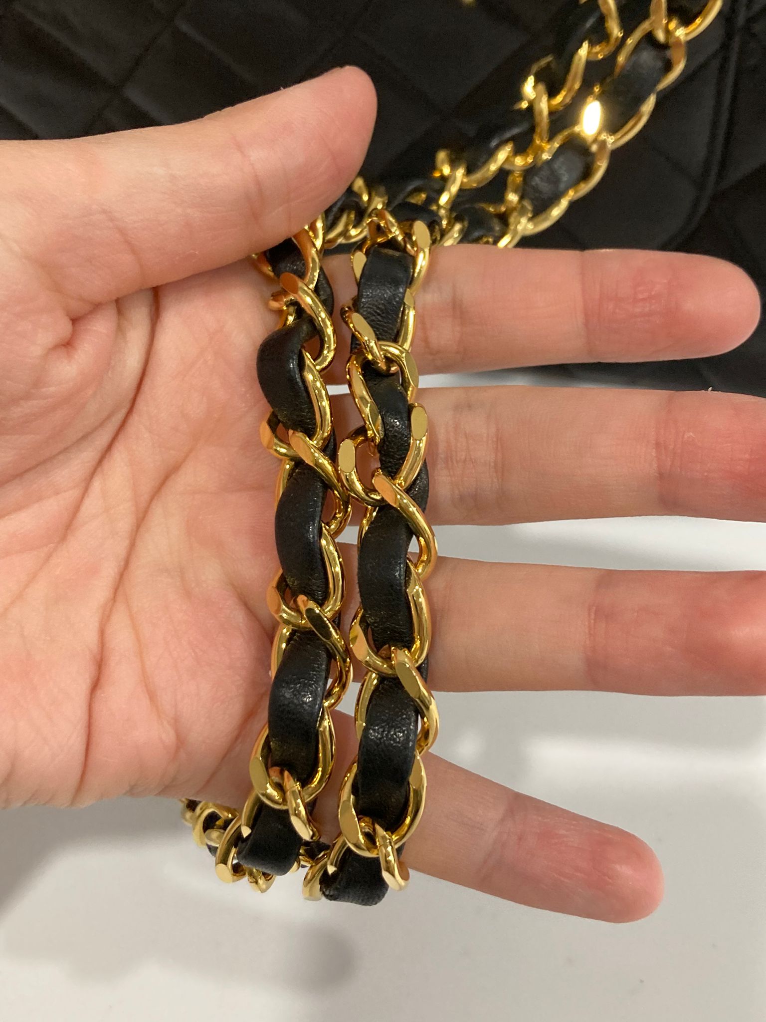 CHANEL Timeless 23 Double Flap  Lambskin negro · Herrajes dorados · Serie 1