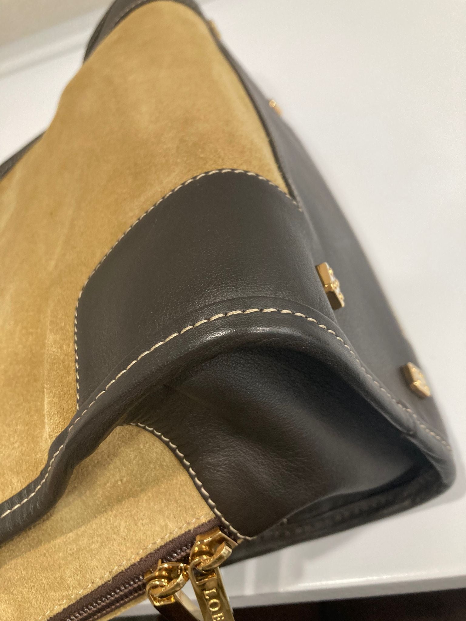 Loewe Amazona 26  Ante beige y piel marrón